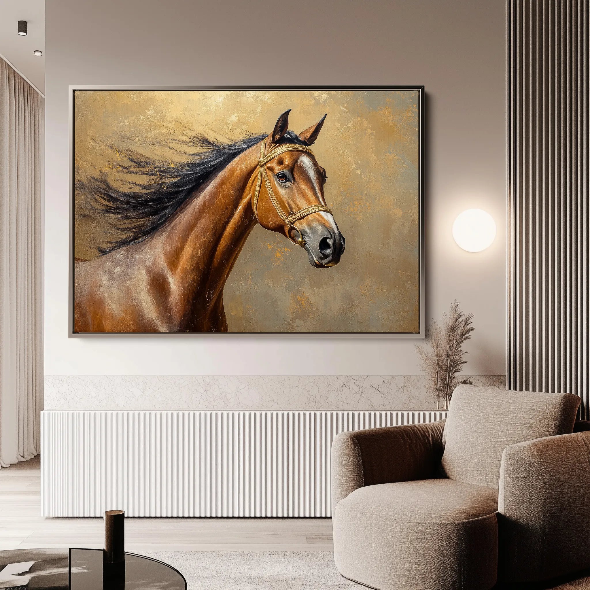 Horses 056 Canvas Art 18" x 24" / 45 x 60 cm / Black