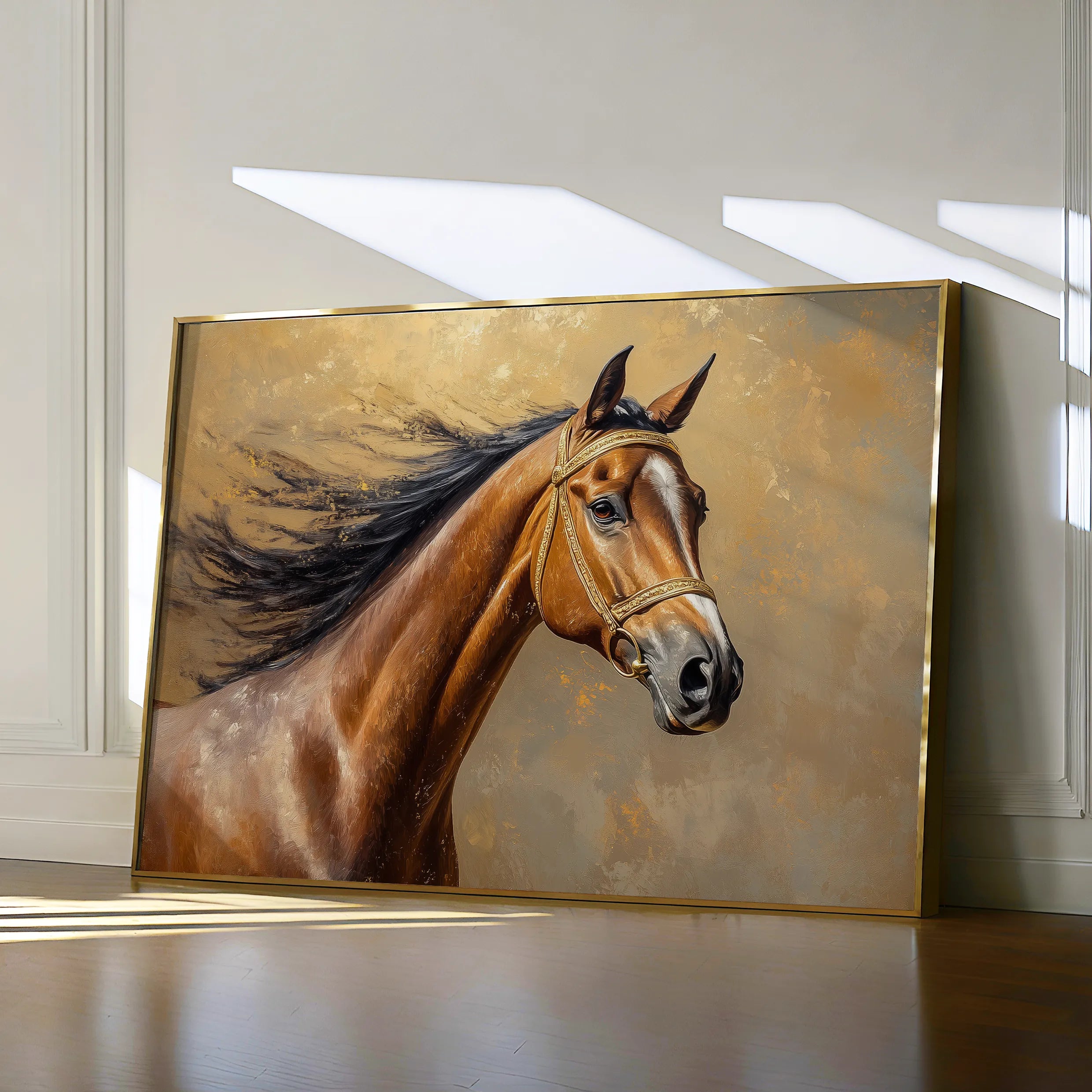 Horses 056 Canvas Art 18" x 24" / 45 x 60 cm / Black