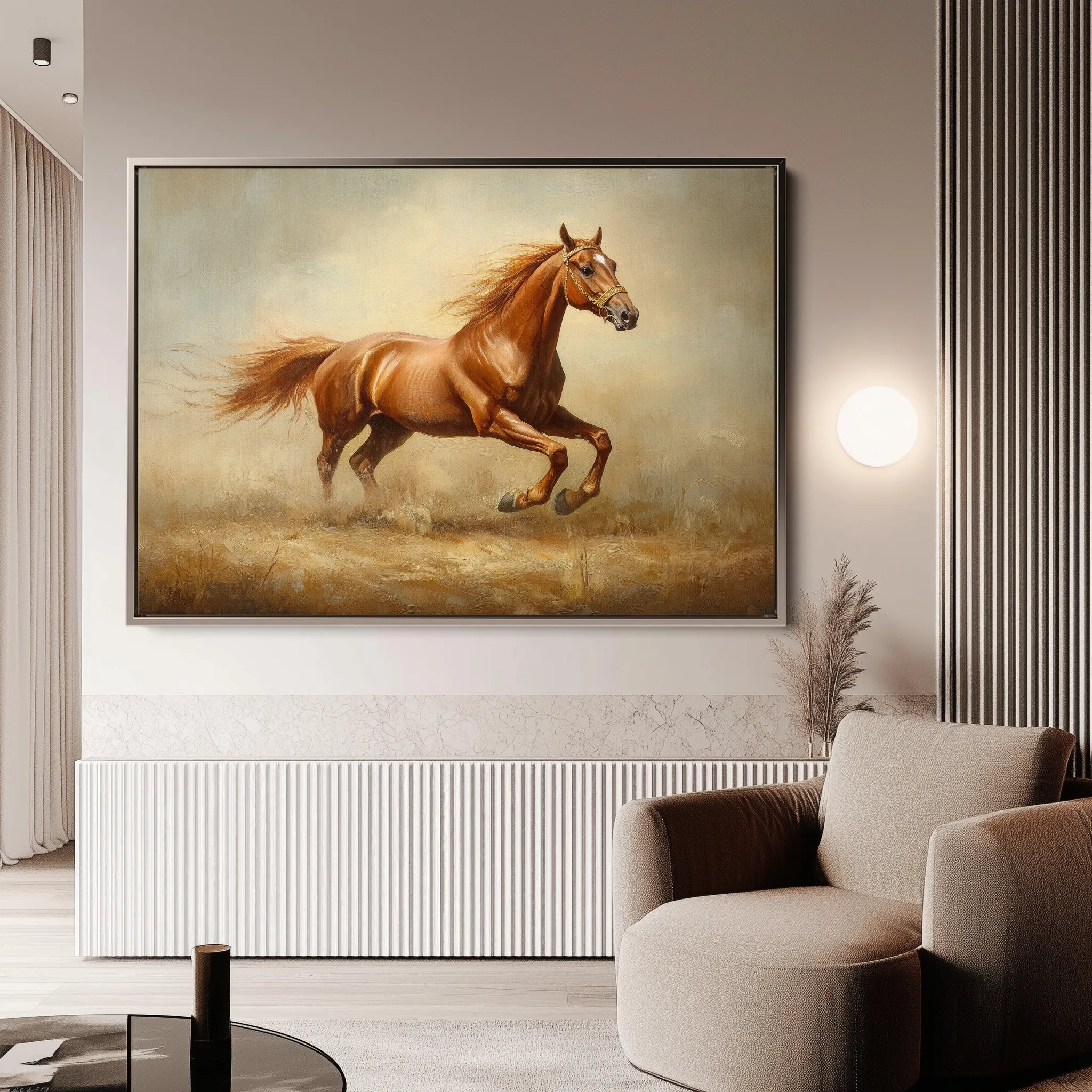 Horses 057 Canvas Art 18" x 24" / 45 x 60 cm / Black