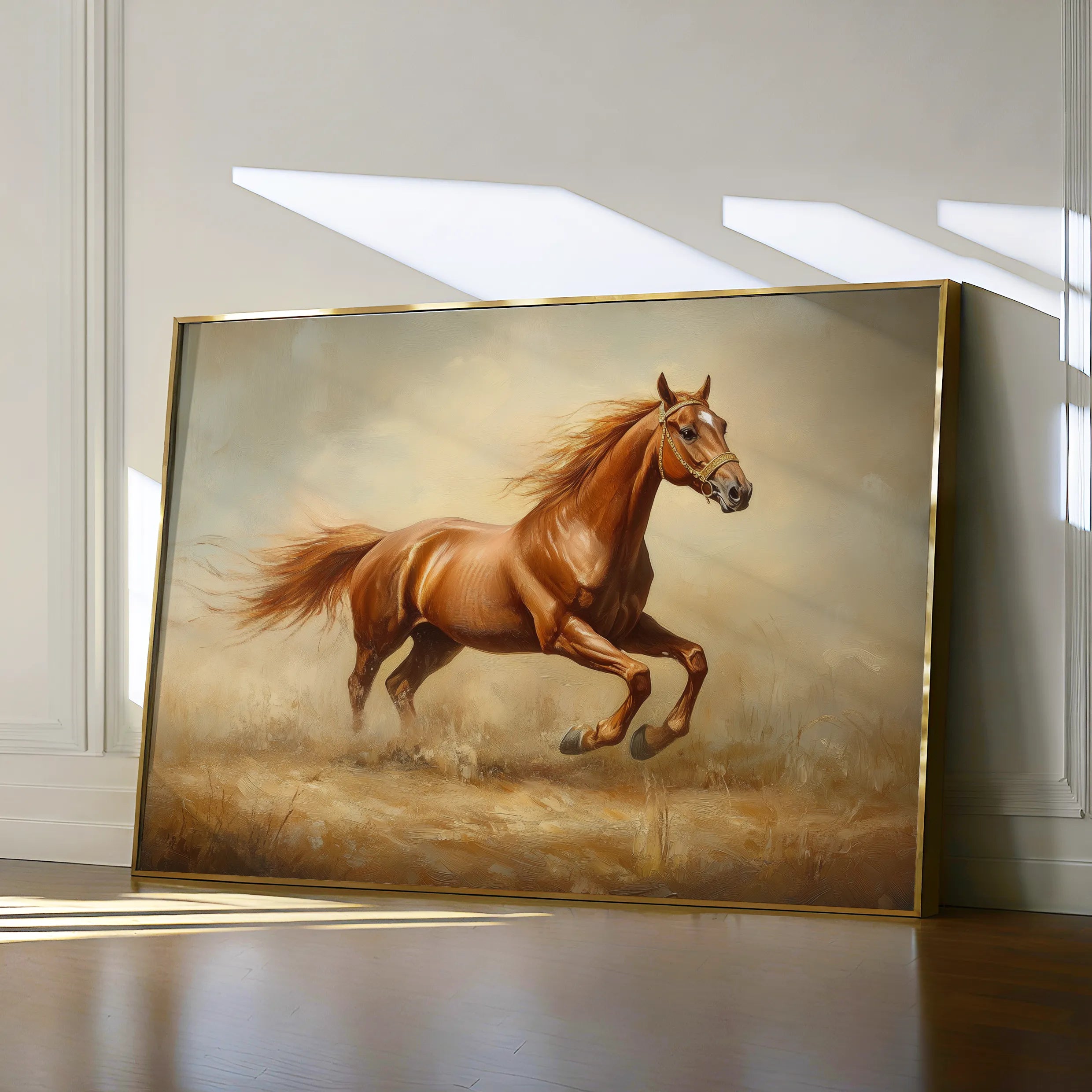 Horses 057 Canvas Art 18" x 24" / 45 x 60 cm / Black