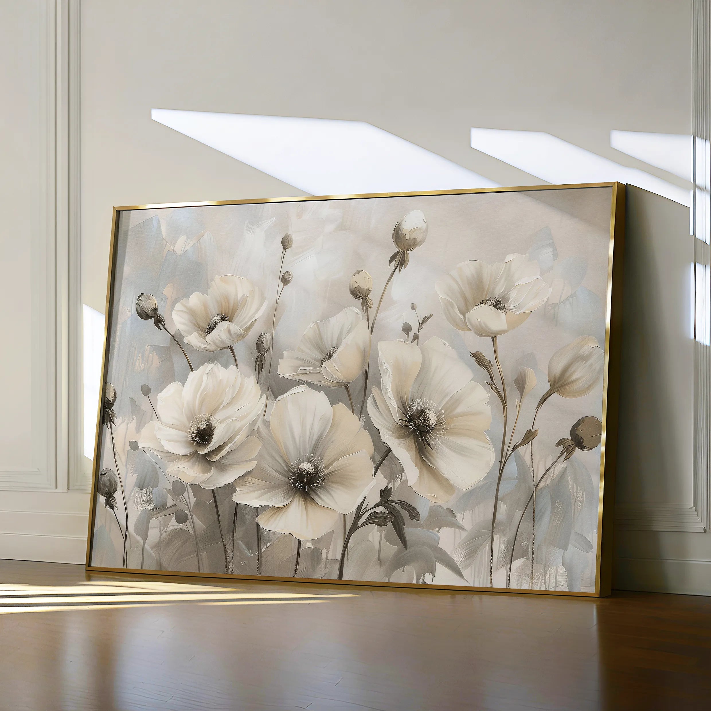 Floral 058 Canvas Art 18" x 24" / 45 x 60 cm / Black