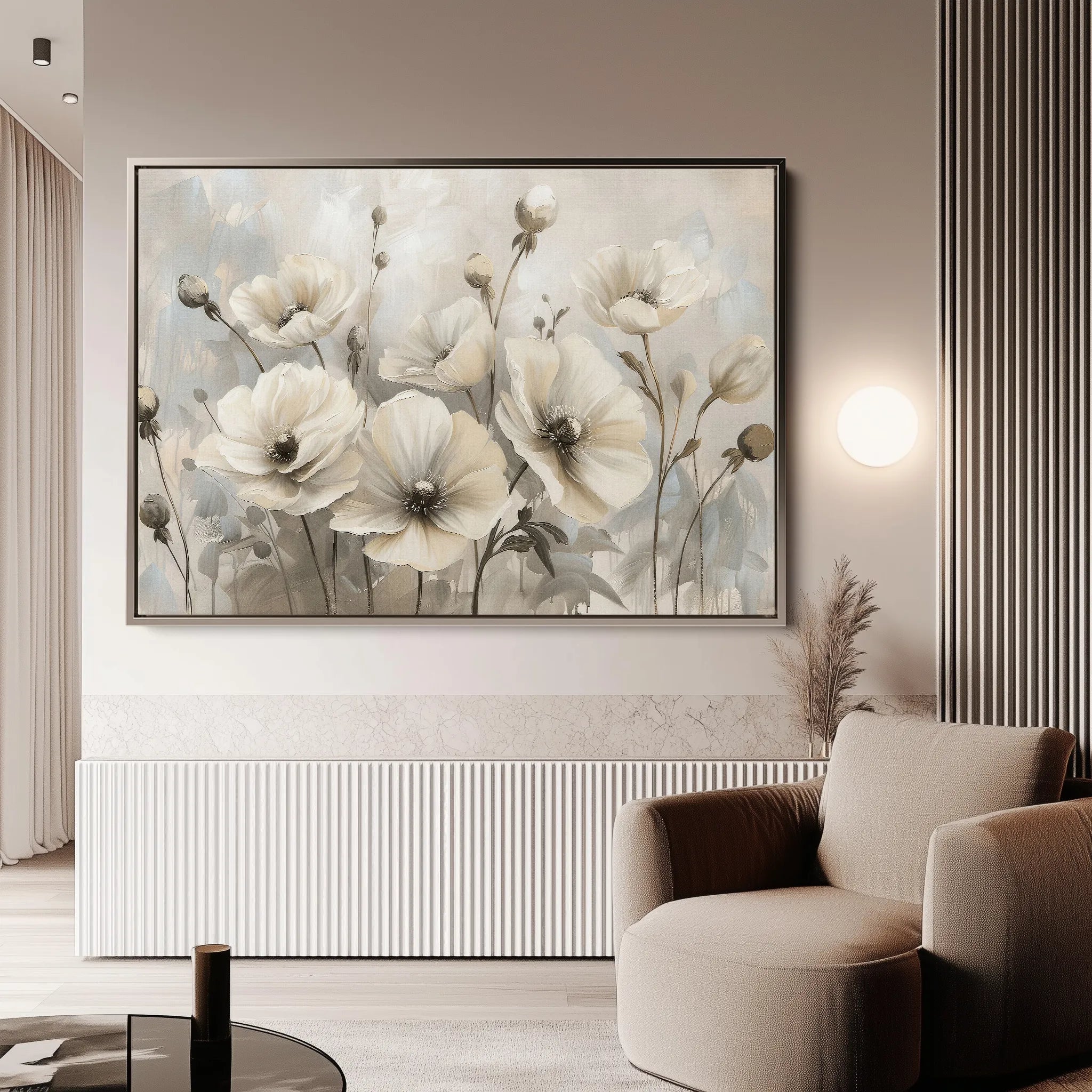 Floral 058 Canvas Art 18" x 24" / 45 x 60 cm / Black