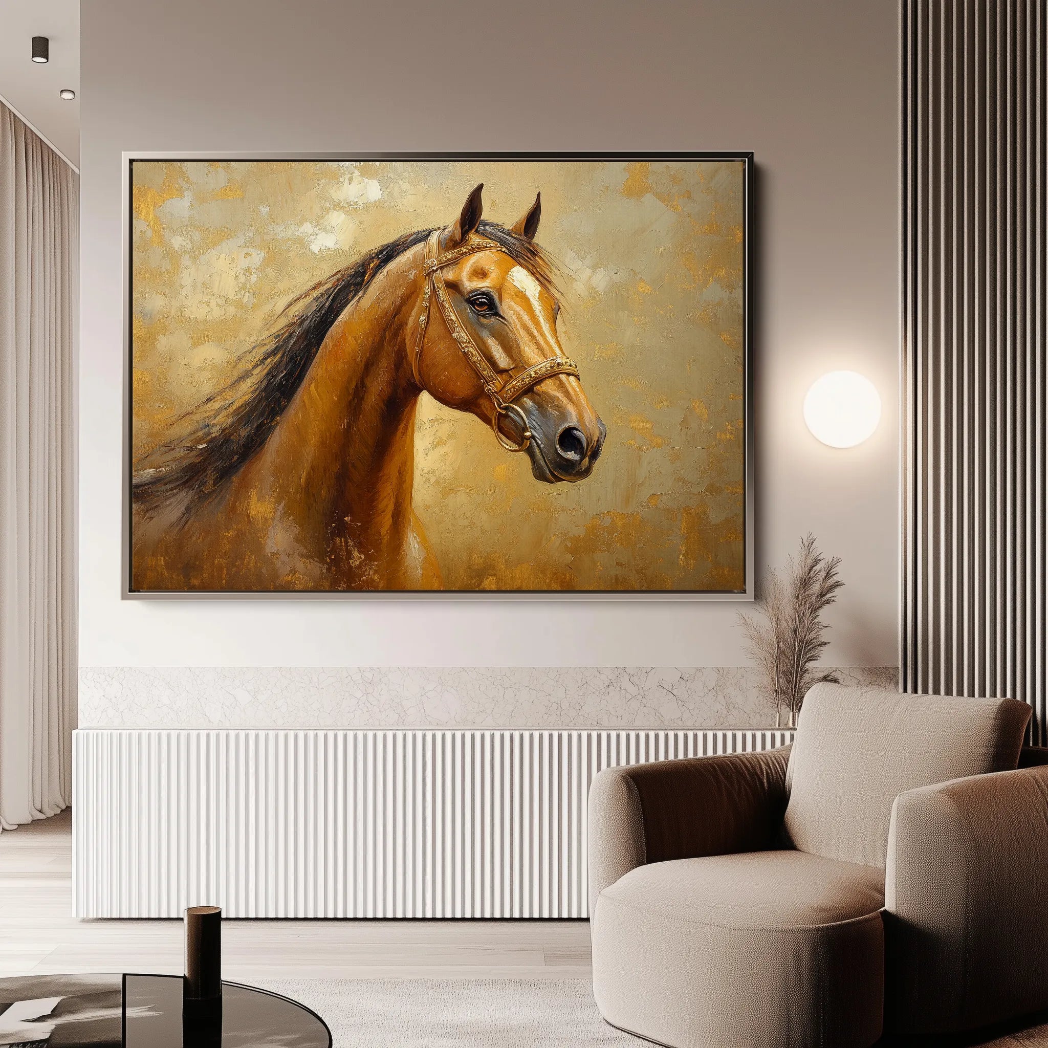 Horses 058 Canvas Art 18" x 24" / 45 x 60 cm / Black