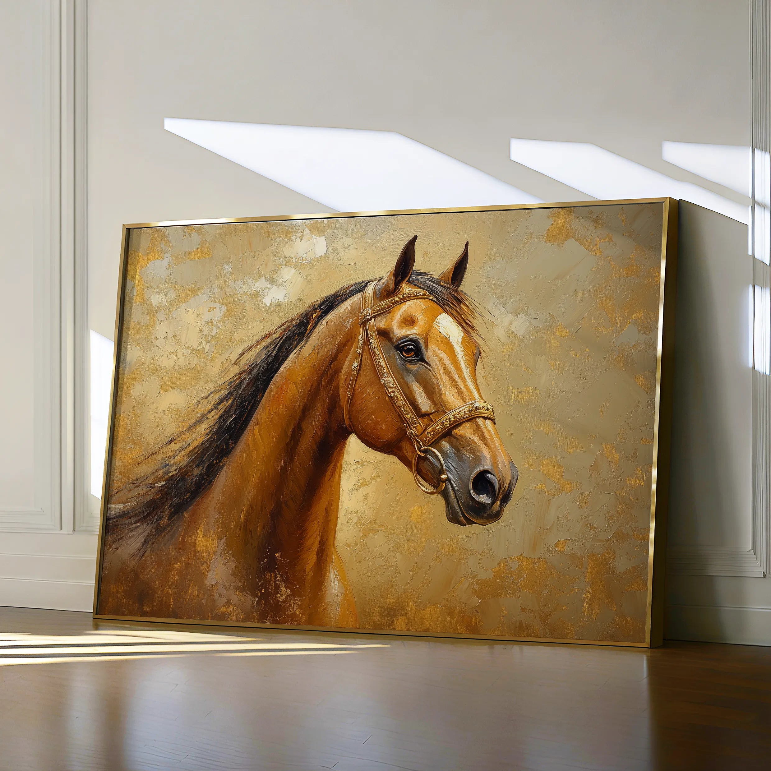 Horses 058 Canvas Art 18" x 24" / 45 x 60 cm / Black