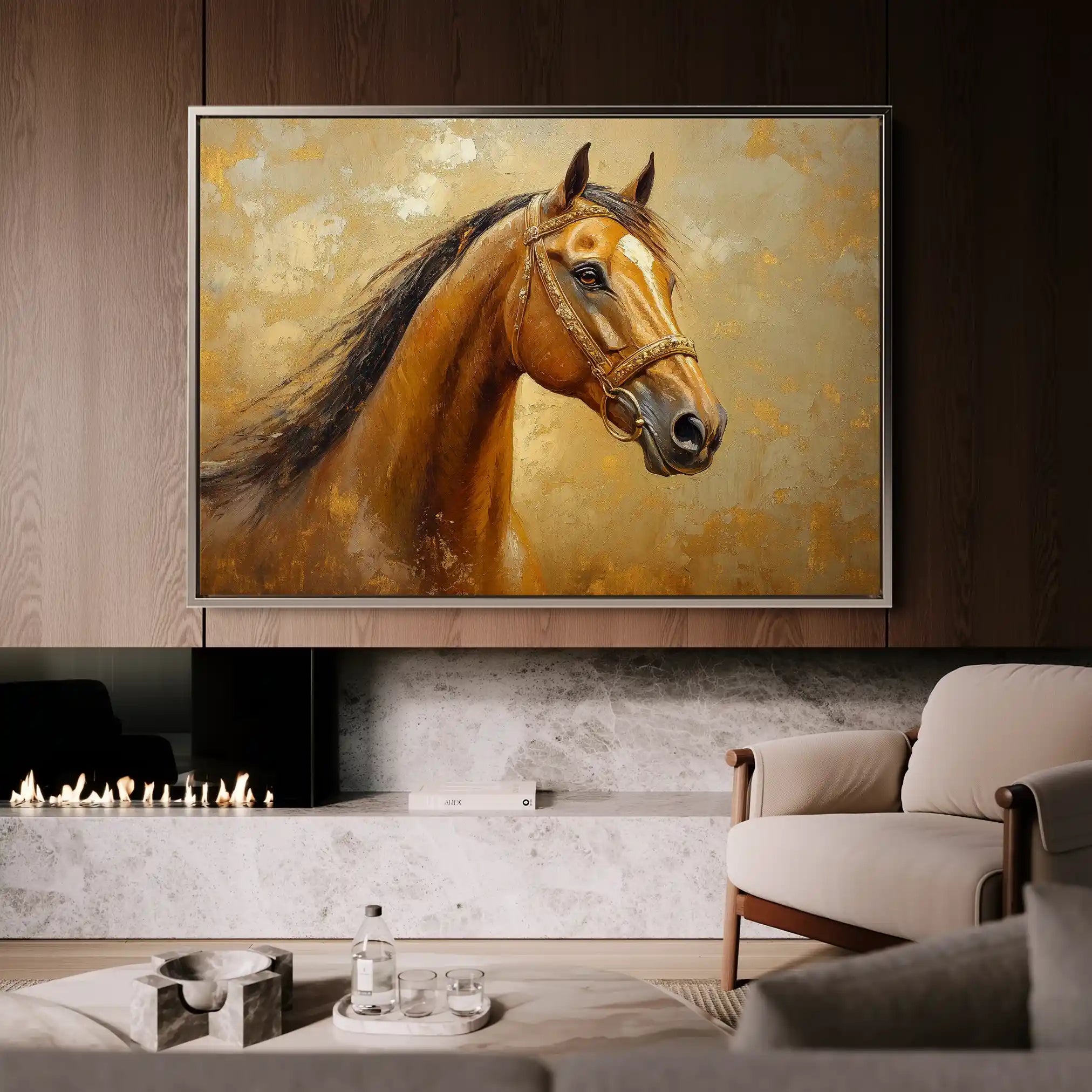 Horses 058 Canvas Art 60 x 40 cm / Black