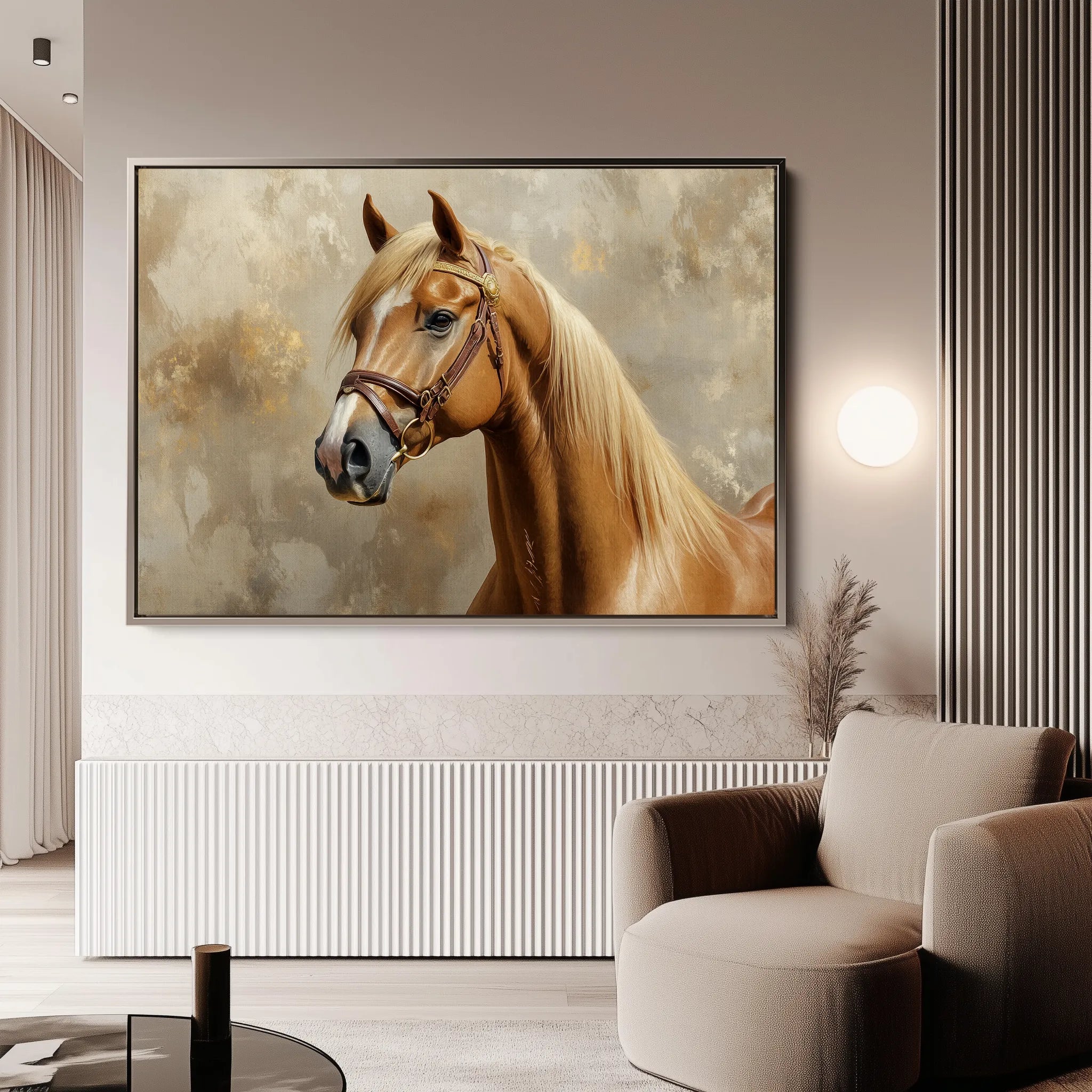 Horses 059 Canvas Art 18" x 24" / 45 x 60 cm / Black