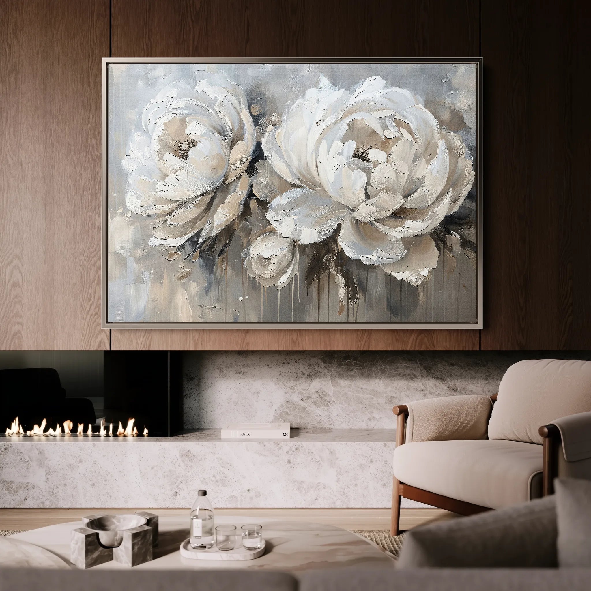 Floral 060 Canvas Art 18" x 24" / 45 x 60 cm / Black