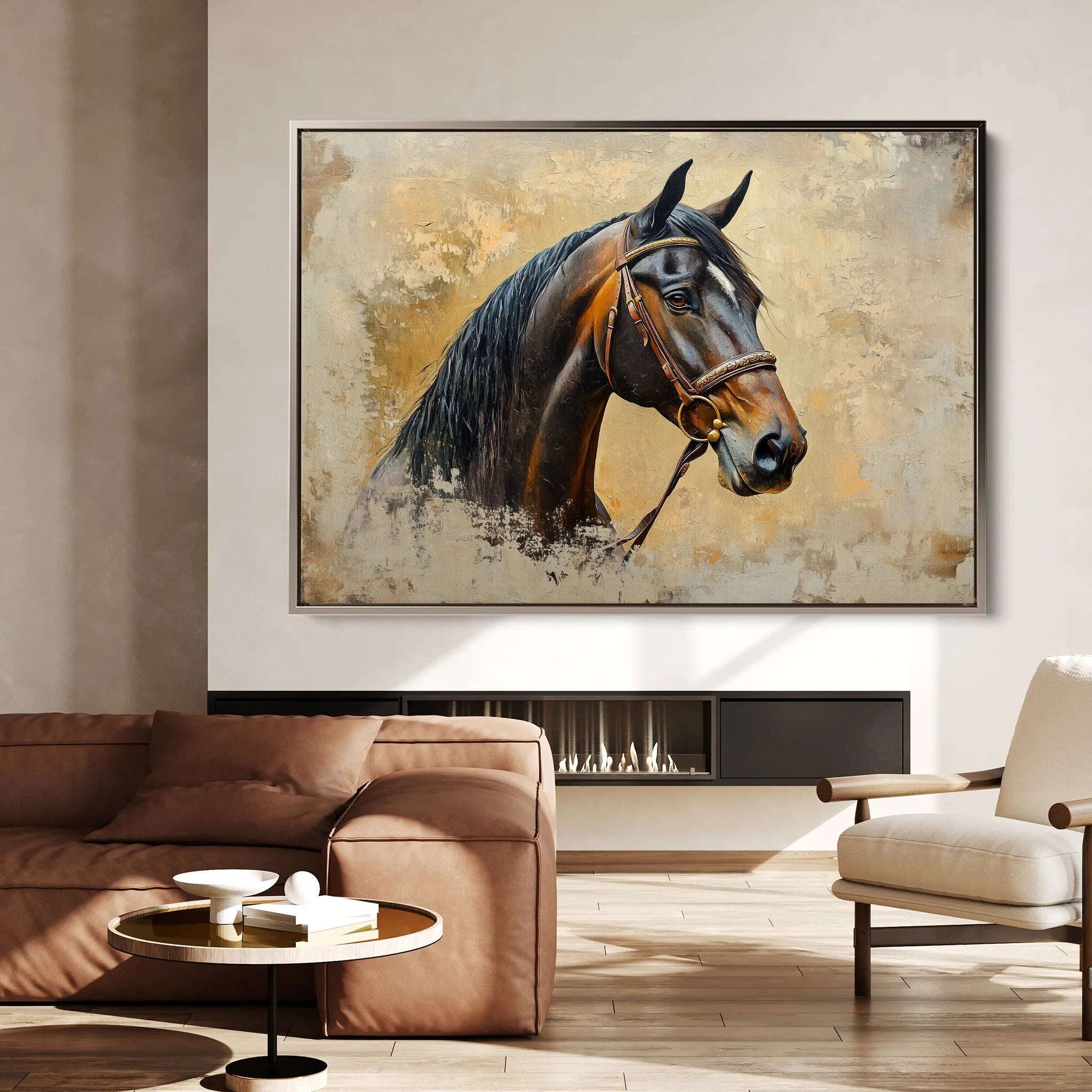 Horses 060 Canvas Art 18" x 24" / 45 x 60 cm / Black