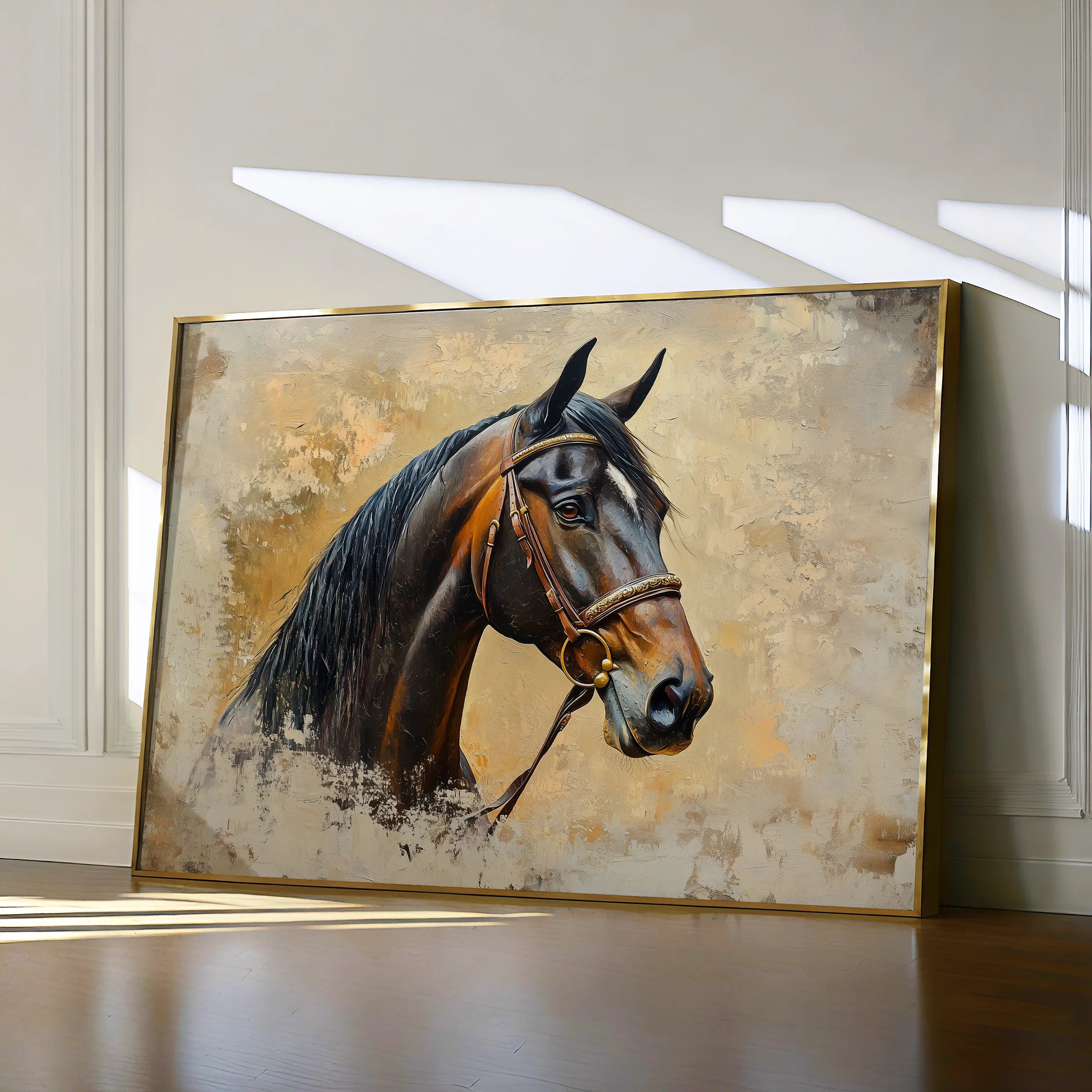 Horses 060 Canvas Art 18" x 24" / 45 x 60 cm / Black