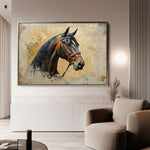Horses 060 Canvas Art 18" x 24" / 45 x 60 cm / Black