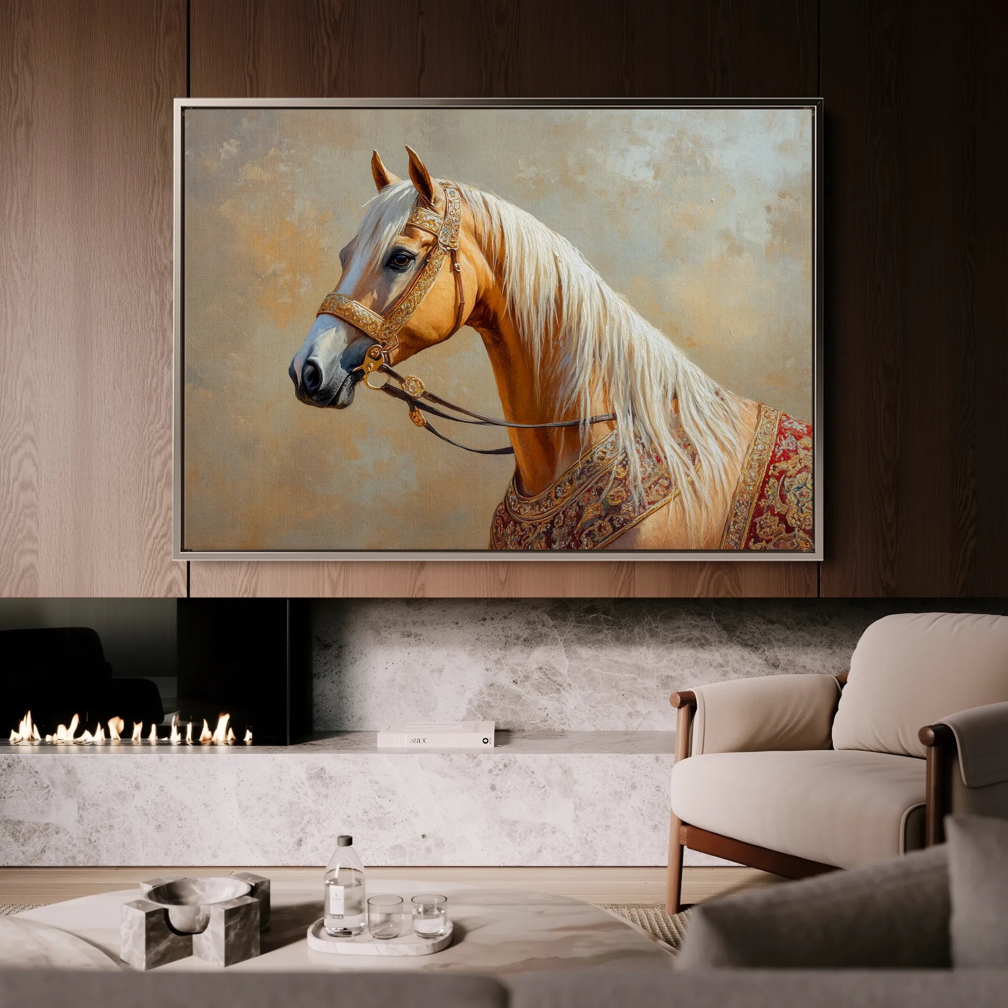 Horses 061 Canvas Art 18" x 24" / 45 x 60 cm / Black