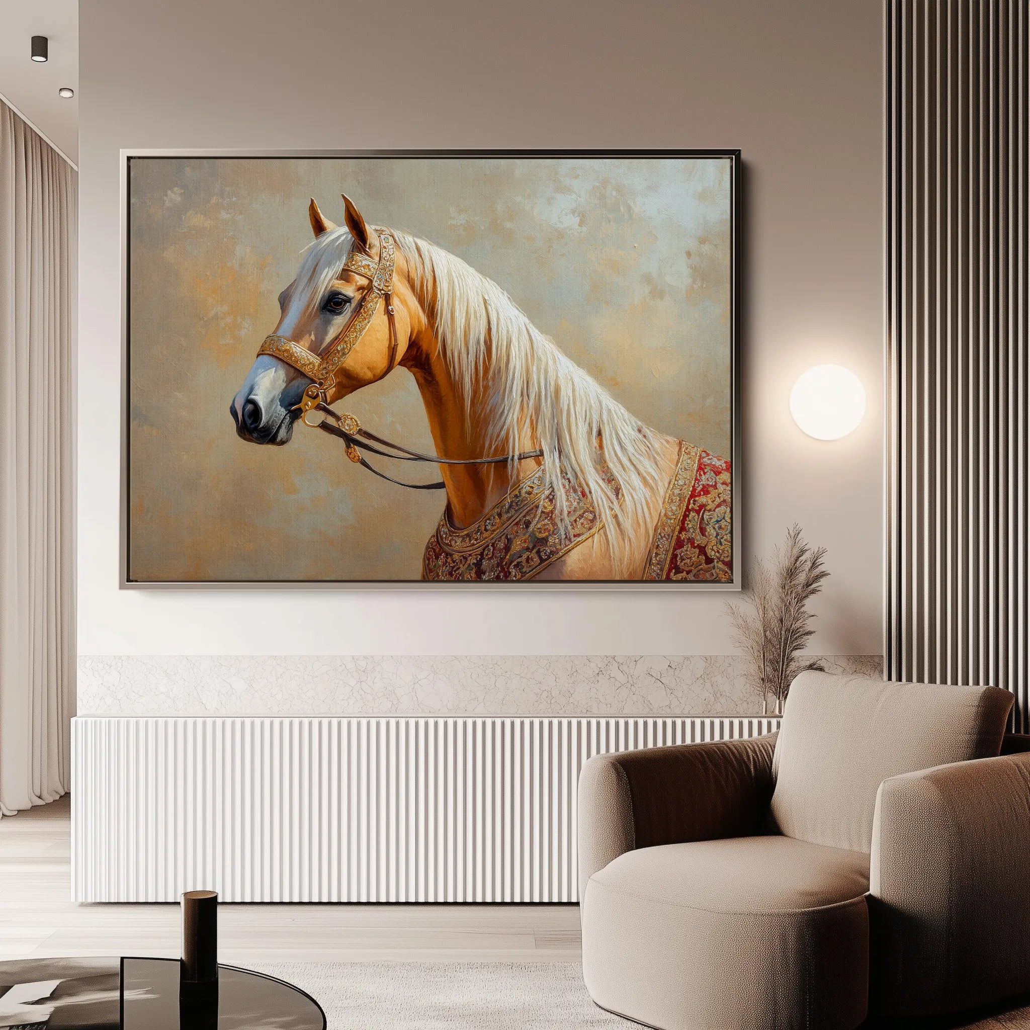 Horses 061 Canvas Art 18" x 24" / 45 x 60 cm / Black