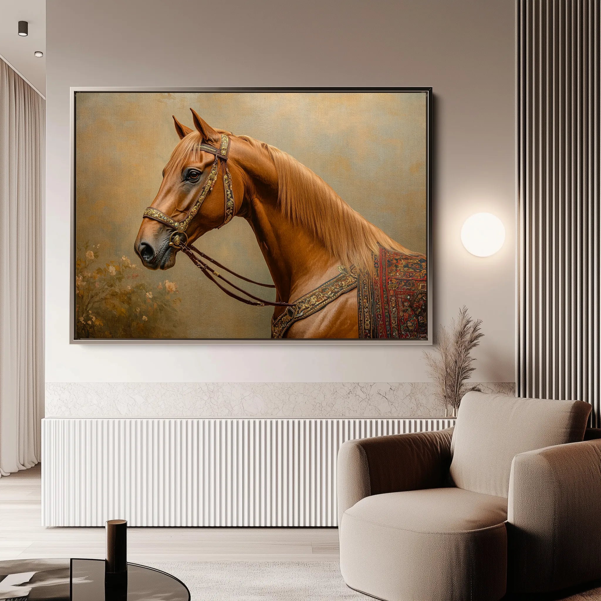 Horses 062 Canvas Art 18" x 24" / 45 x 60 cm / Black