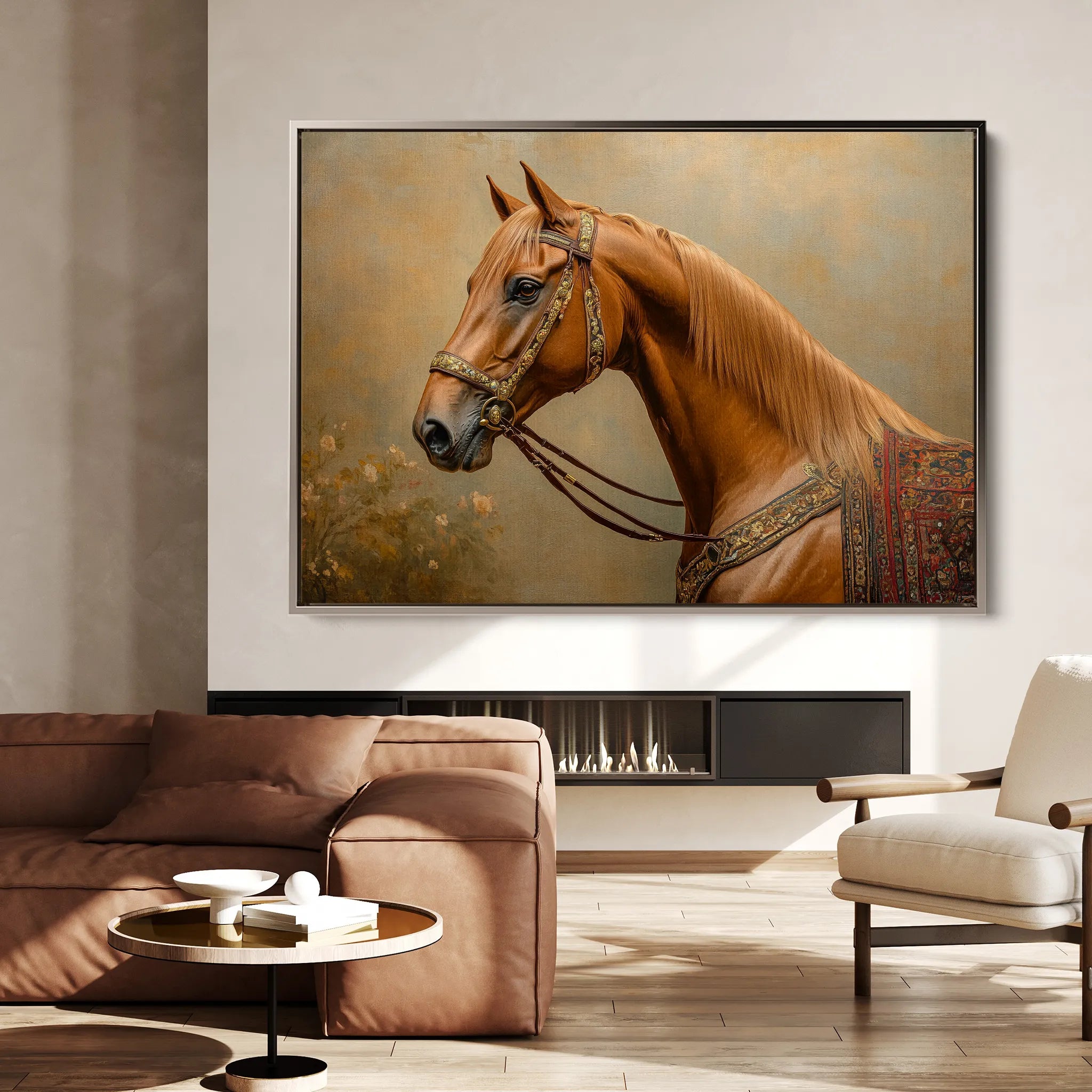 Horses 062 Canvas Art 18" x 24" / 45 x 60 cm / Black