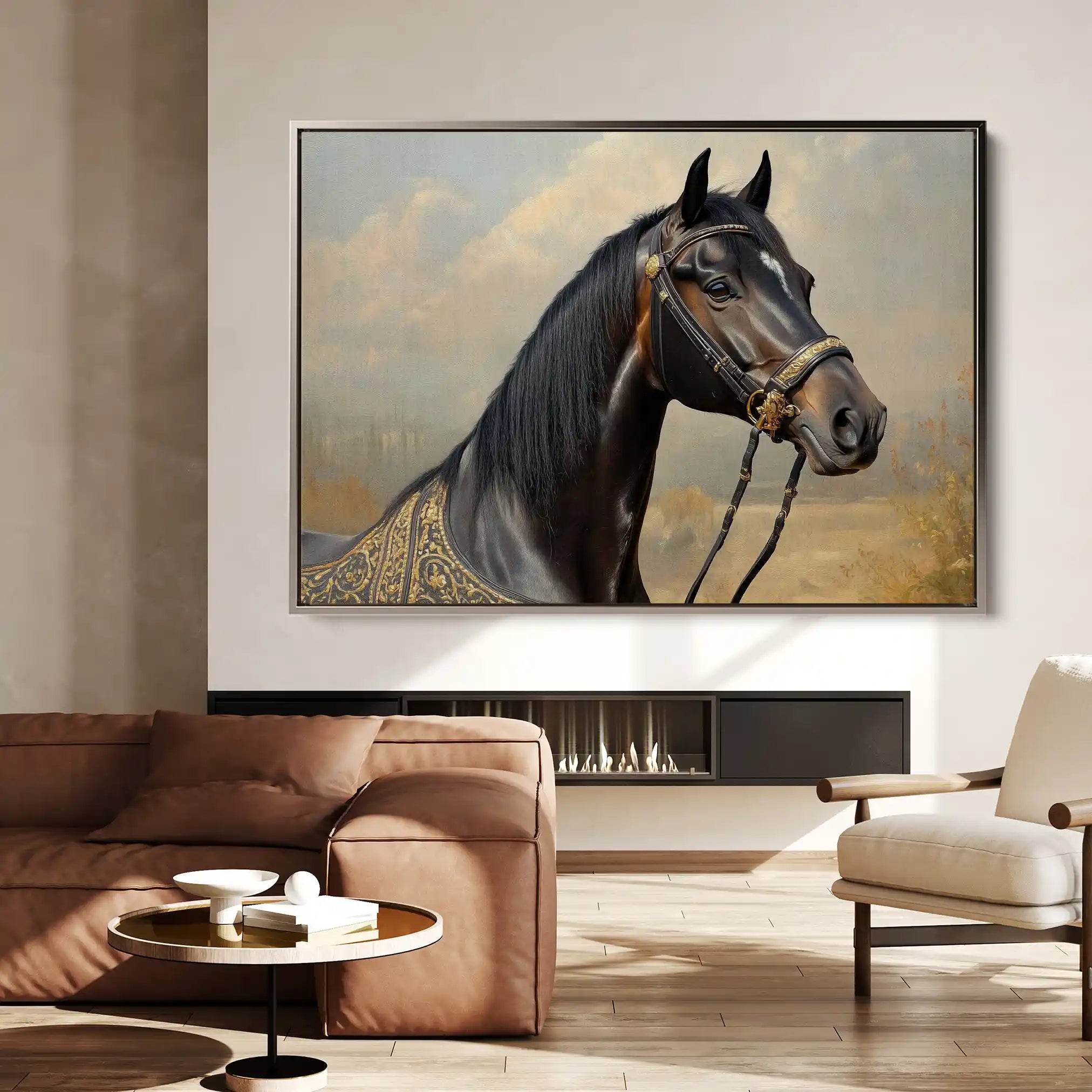 Horses 063 Canvas Art 60 x 40 cm / Black