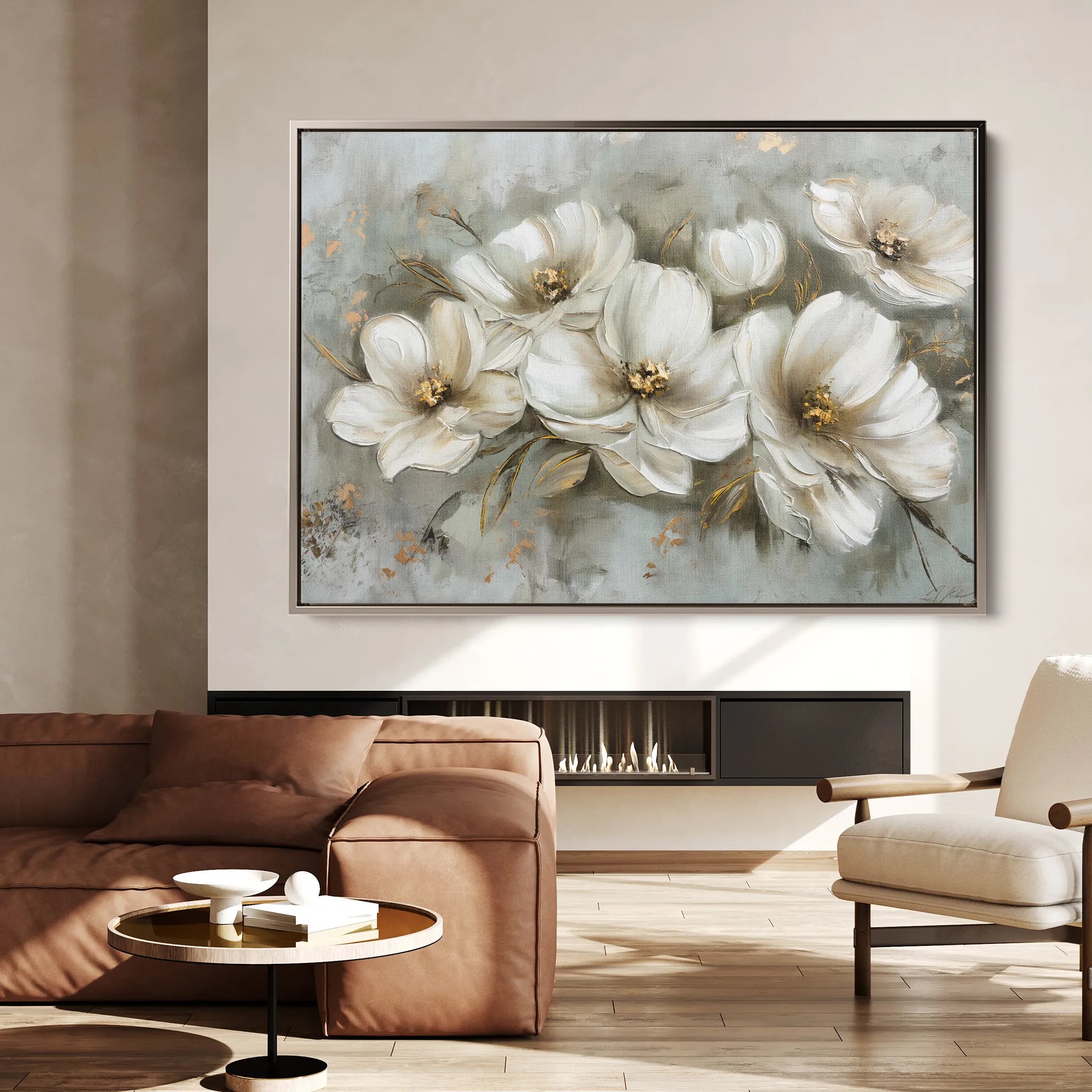Floral 064 Canvas Art 18" x 24" / 45 x 60 cm / Black