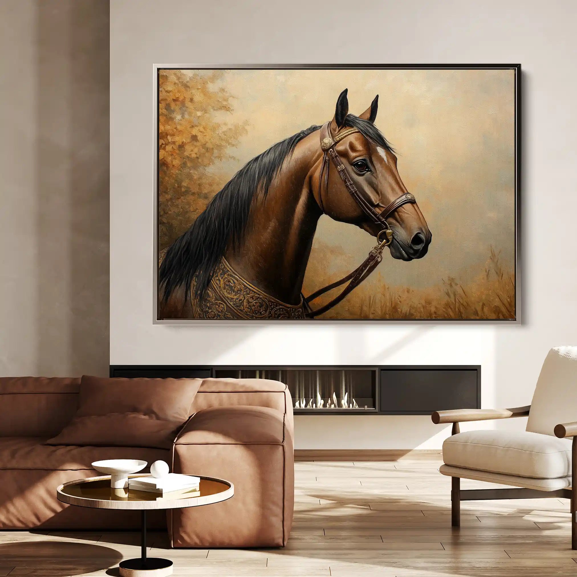 Horses 064 Canvas Art 60 x 40 cm / Black