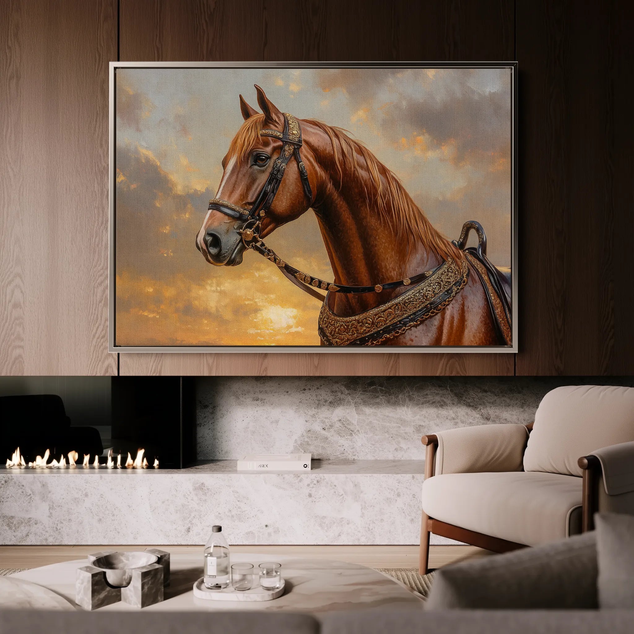Horses 065 Canvas Art 18" x 24" / 45 x 60 cm / Black