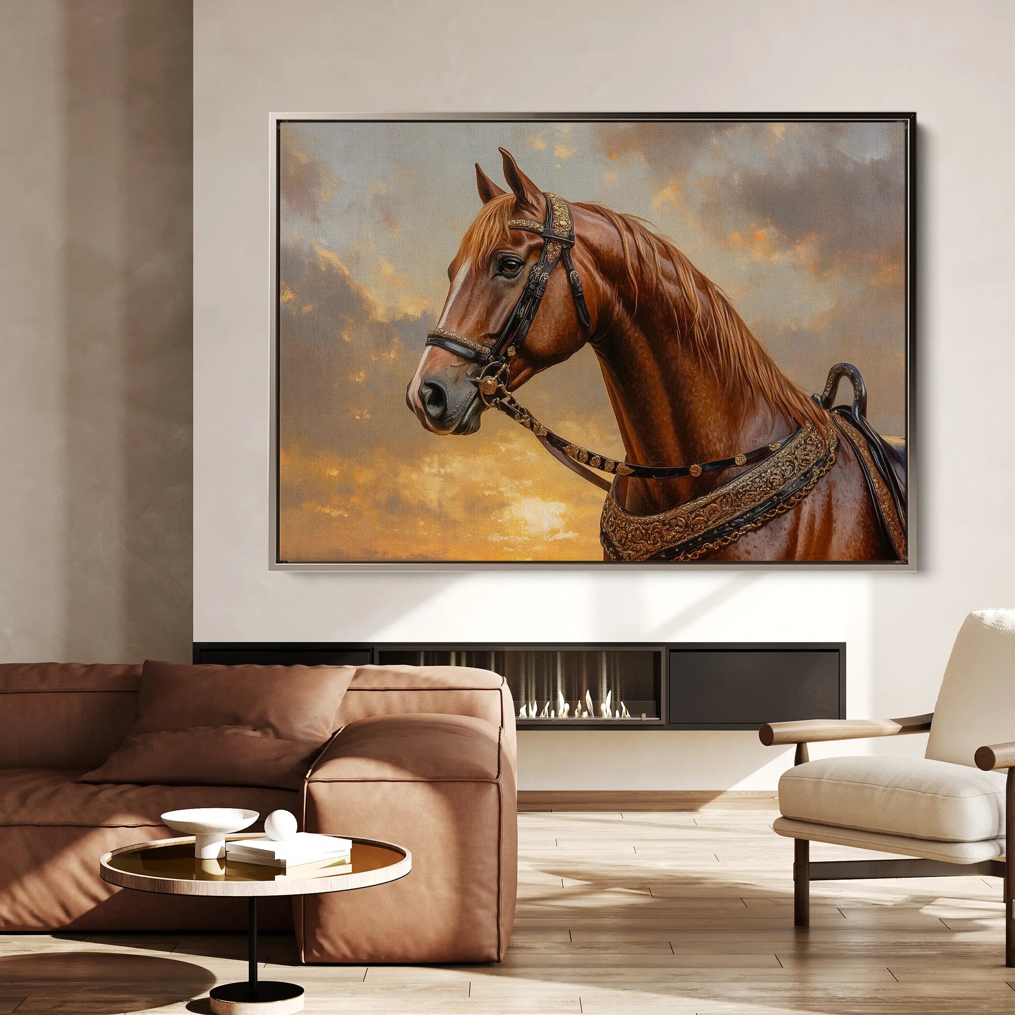 Horses 065 Canvas Art 18" x 24" / 45 x 60 cm / Black
