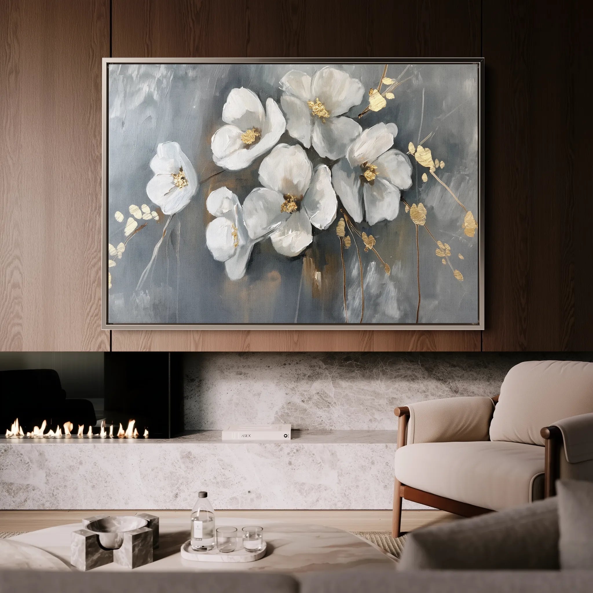 Floral 066 Canvas Art 18" x 24" / 45 x 60 cm / Black