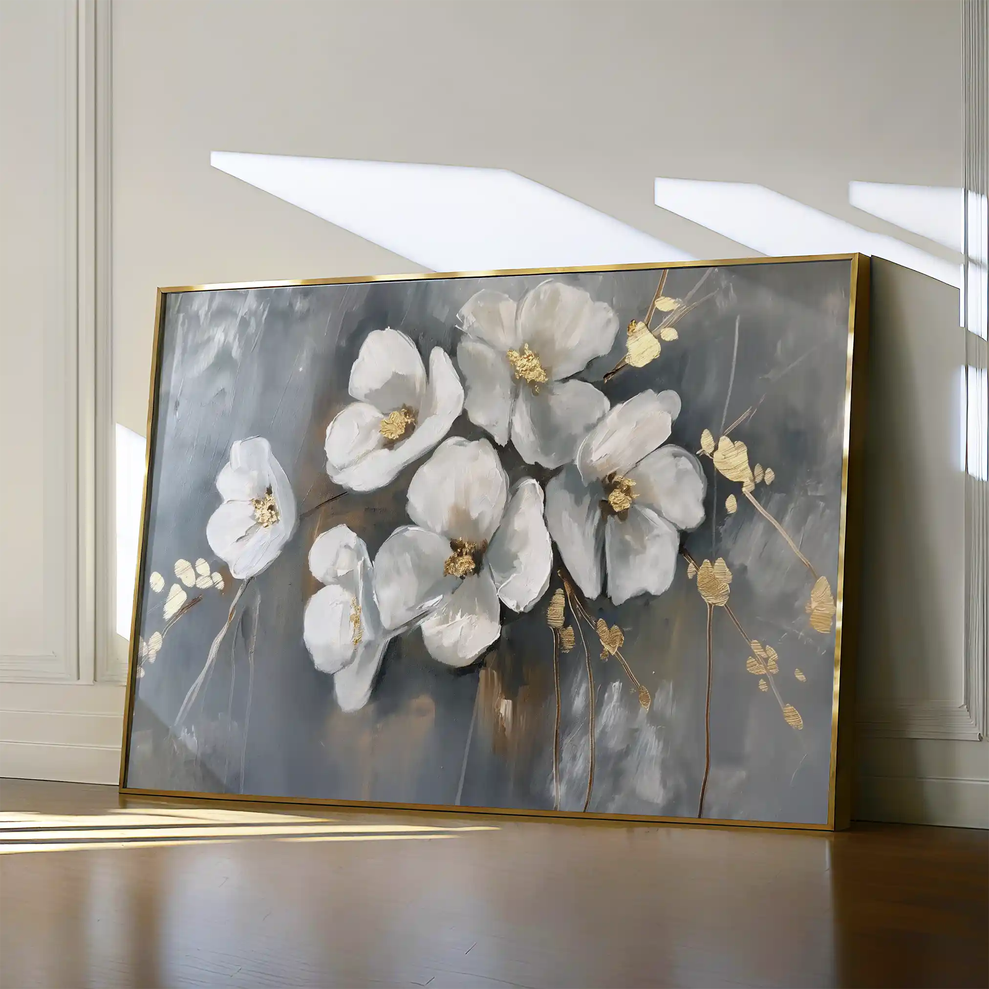 Floral 066 Canvas Art 18" x 24" / 45 x 60 cm / Black