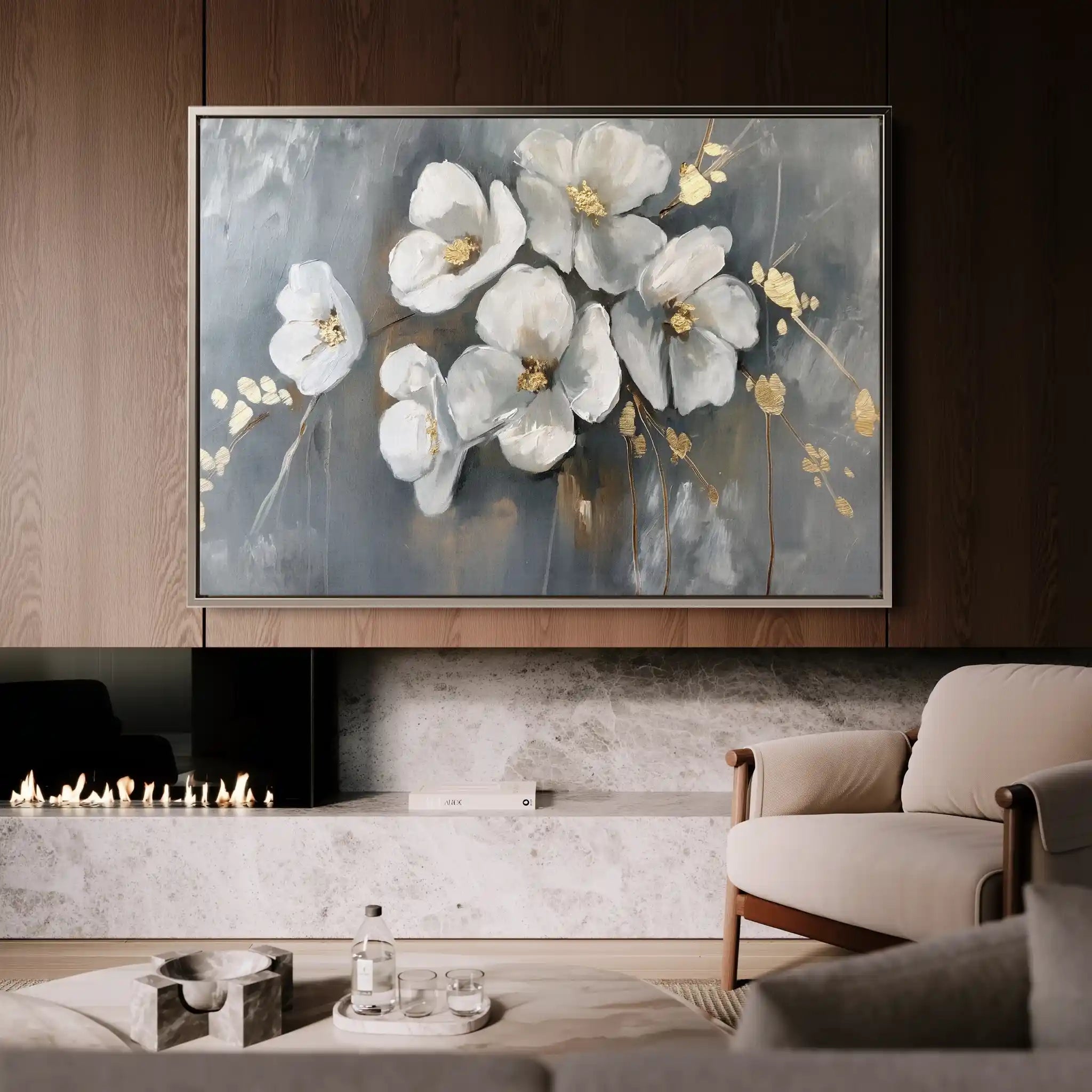 Floral 066 Canvas Art 60 x 40 cm / Black