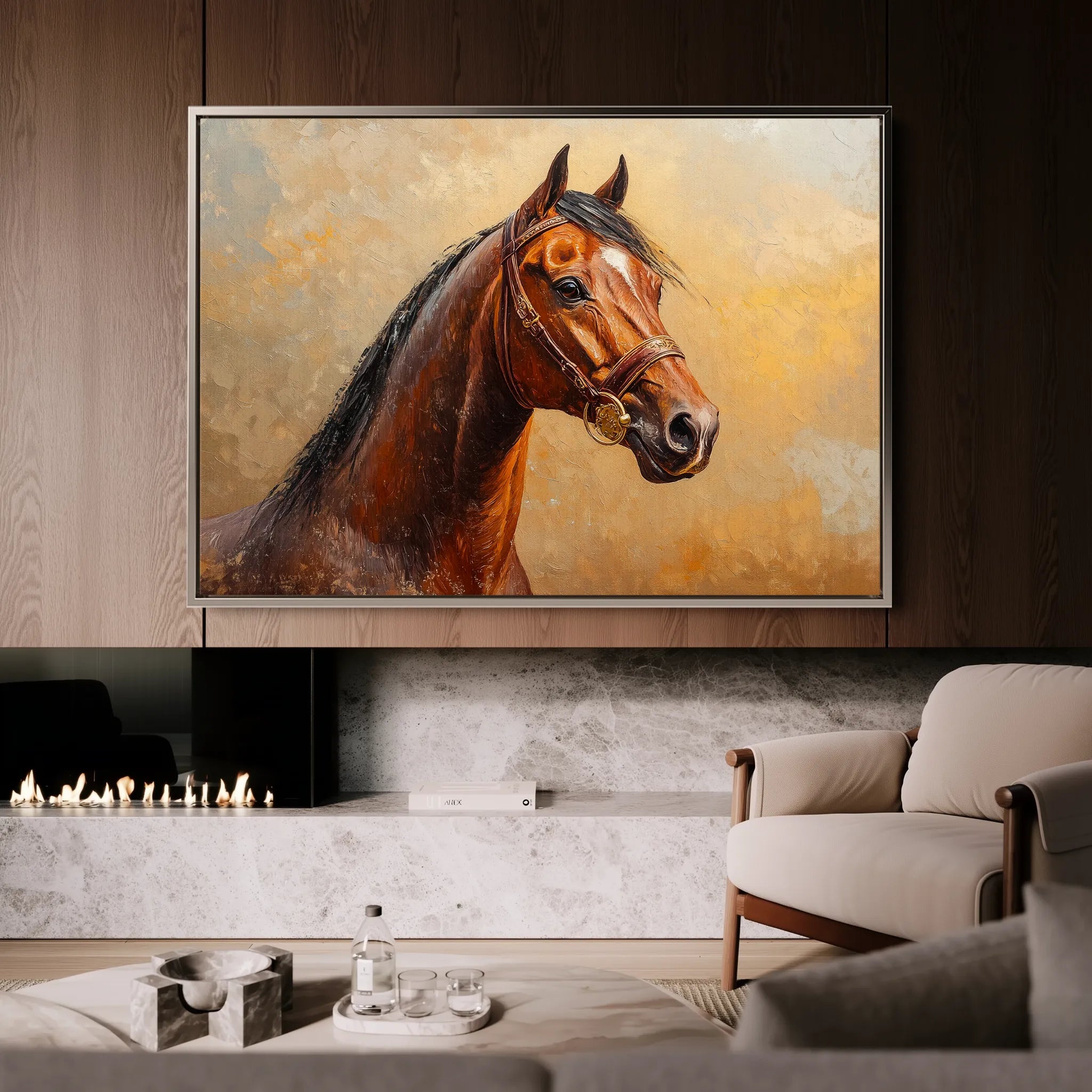 Horses 066 Canvas Art 18" x 24" / 45 x 60 cm / Black