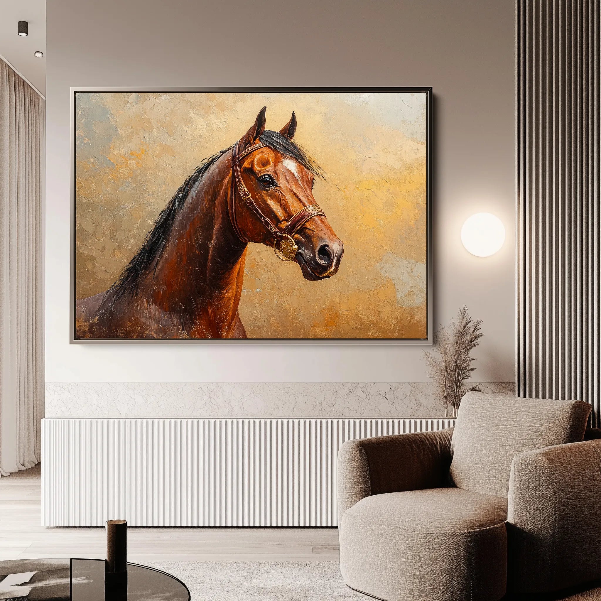 Horses 066 Canvas Art 18" x 24" / 45 x 60 cm / Black