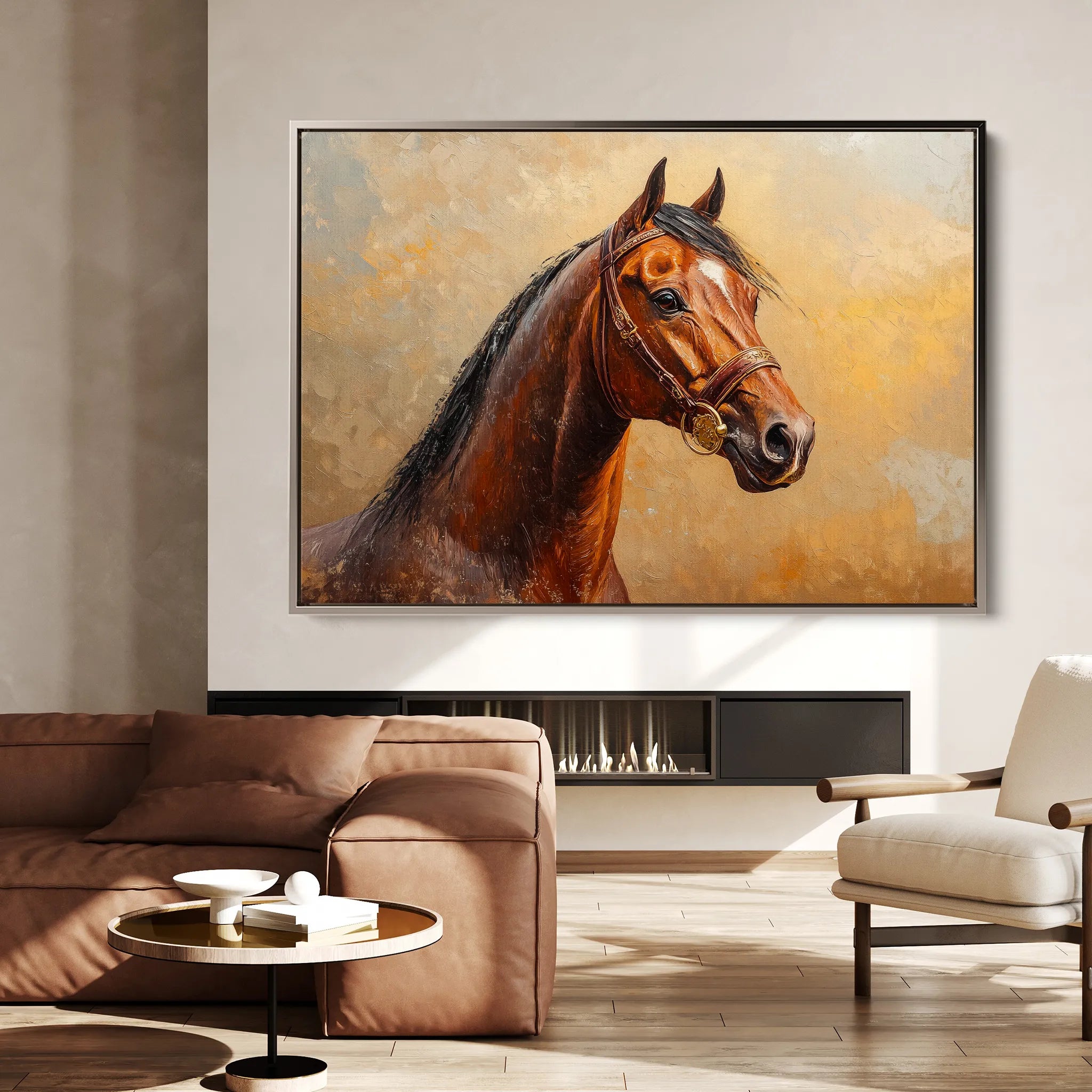 Horses 066 Canvas Art 18" x 24" / 45 x 60 cm / Black