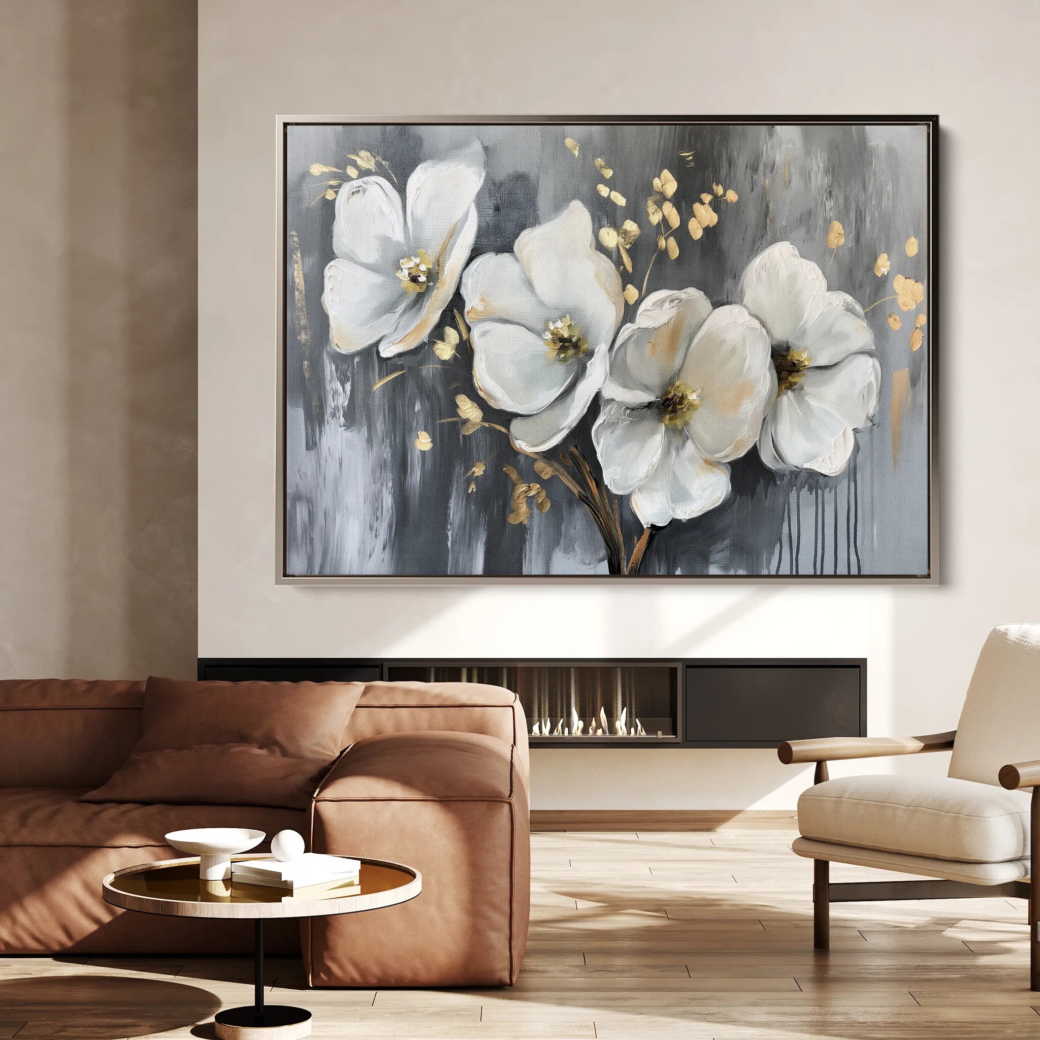 Floral 067 Canvas Art 18" x 24" / 45 x 60 cm / Black