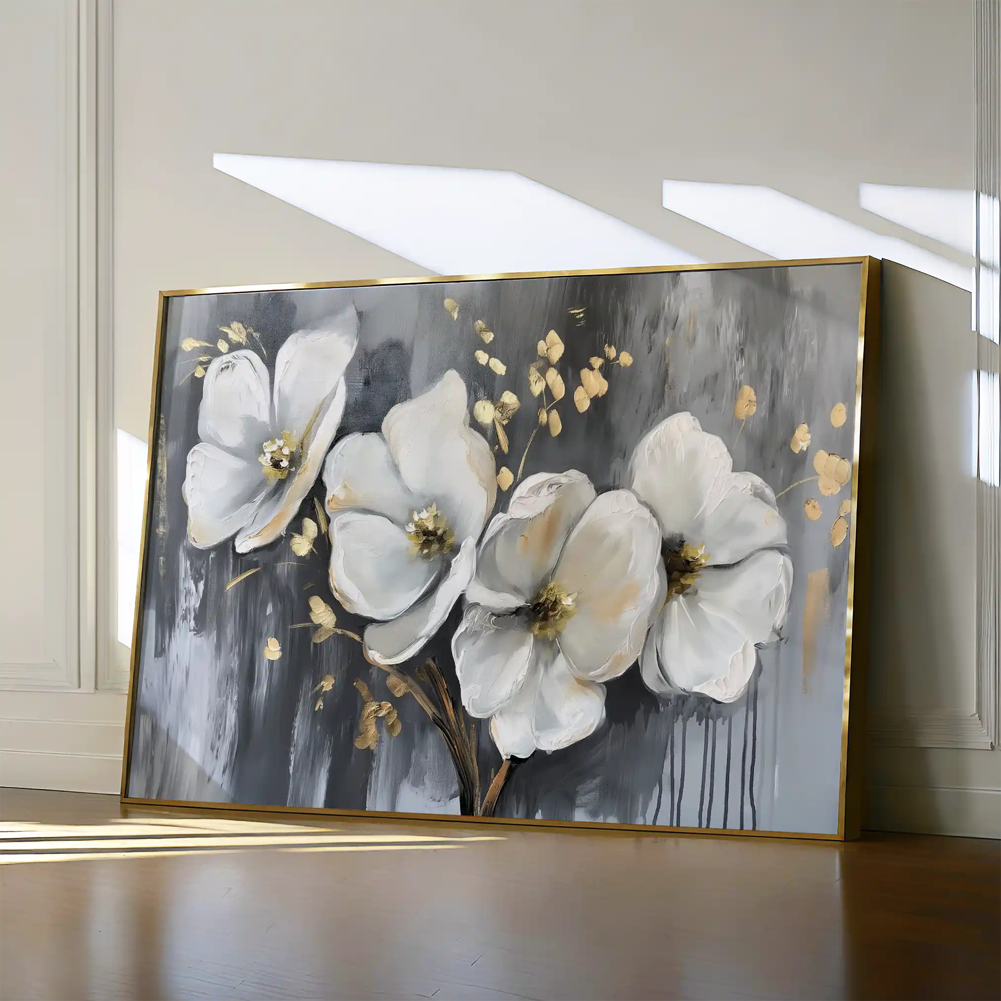 Floral 067 Canvas Art 60 x 40 cm / Black
