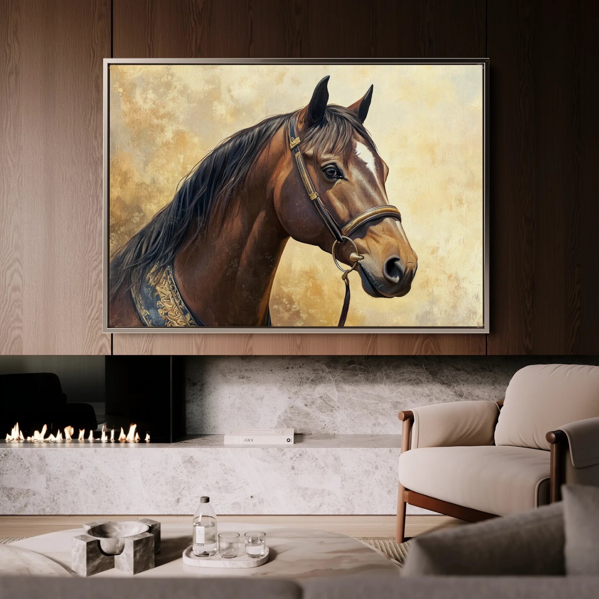 Horses 067 Canvas Art 18" x 24" / 45 x 60 cm / Black