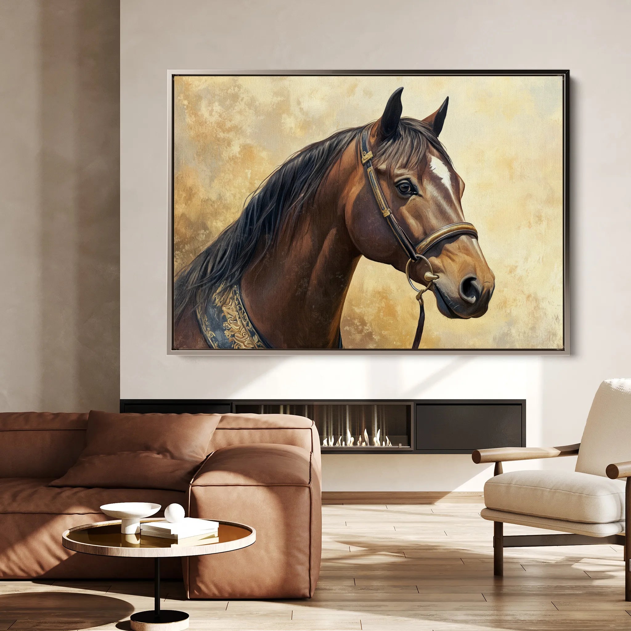 Horses 067 Canvas Art 18" x 24" / 45 x 60 cm / Black