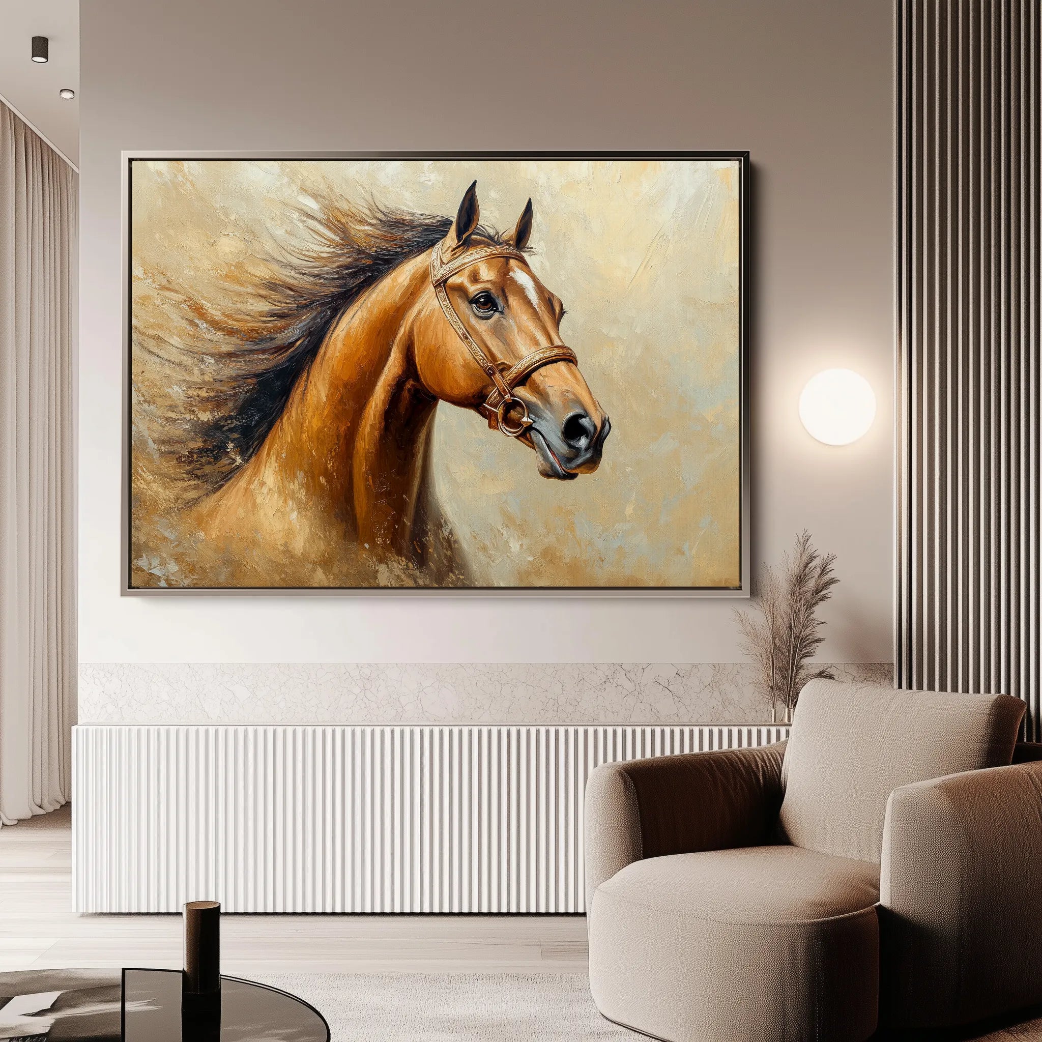 Horses 068 Canvas Art 18" x 24" / 45 x 60 cm / Black