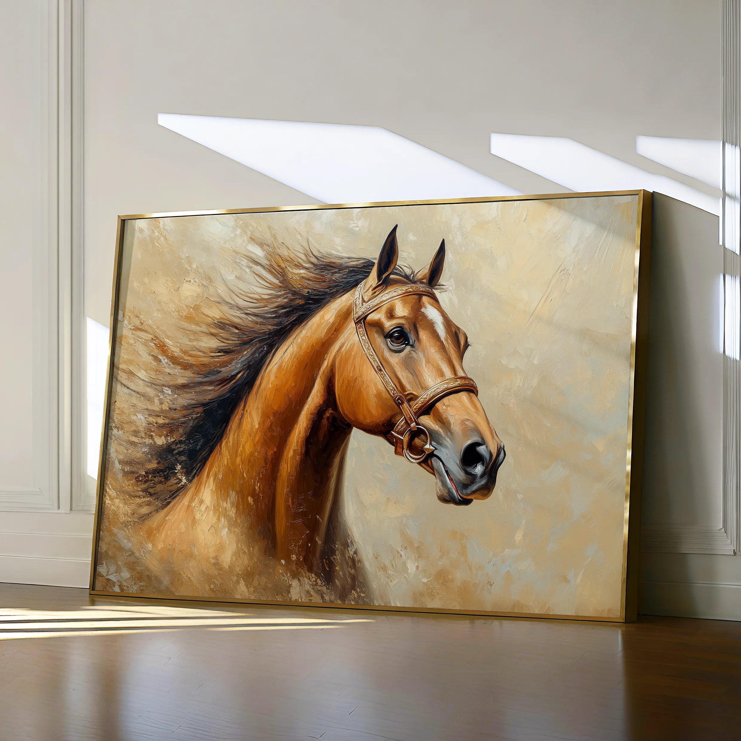 Horses 068 Canvas Art 18" x 24" / 45 x 60 cm / Black