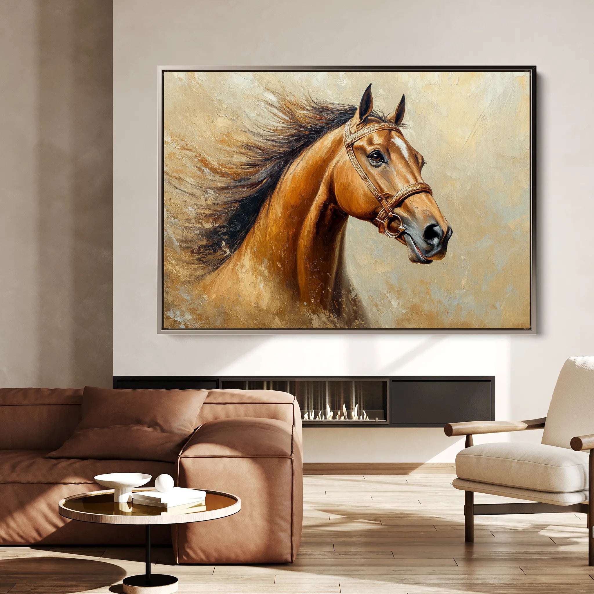 Horses 068 Canvas Art 18" x 24" / 45 x 60 cm / Black