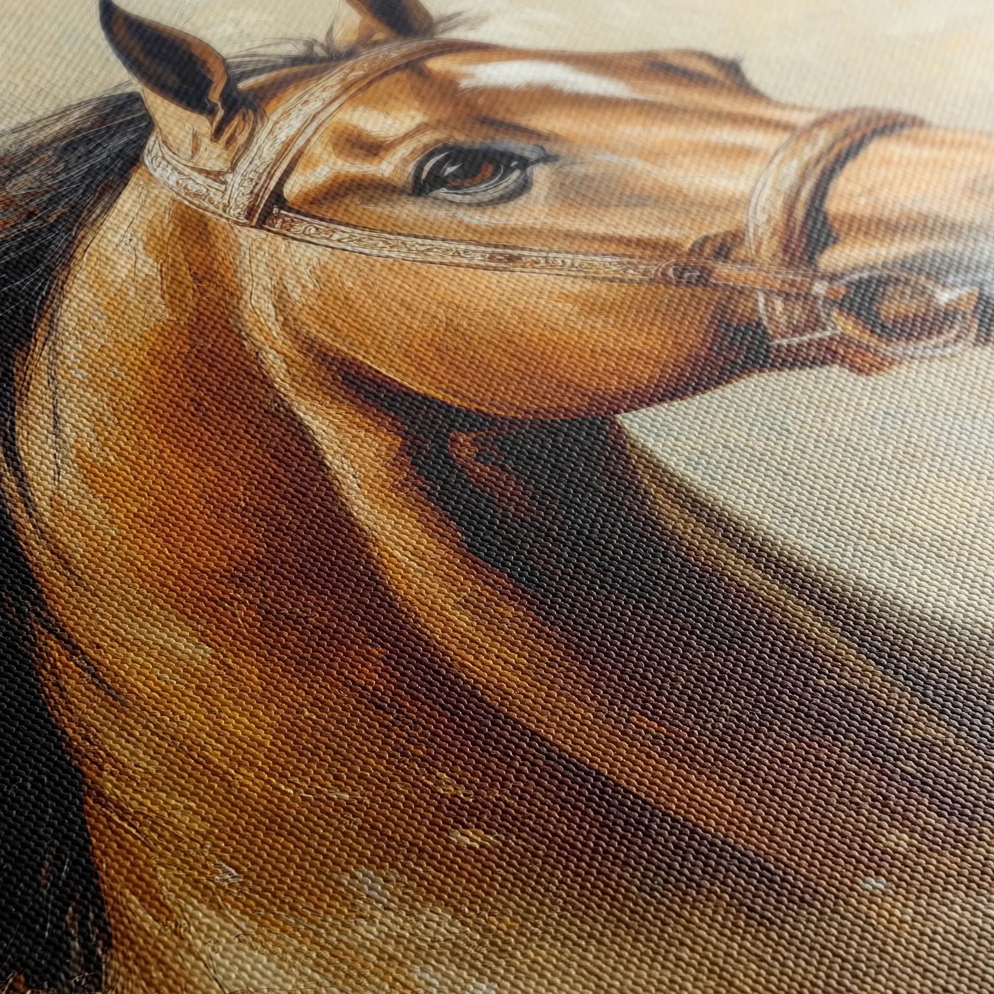 Horses 068 Canvas Art 18" x 24" / 45 x 60 cm / Black