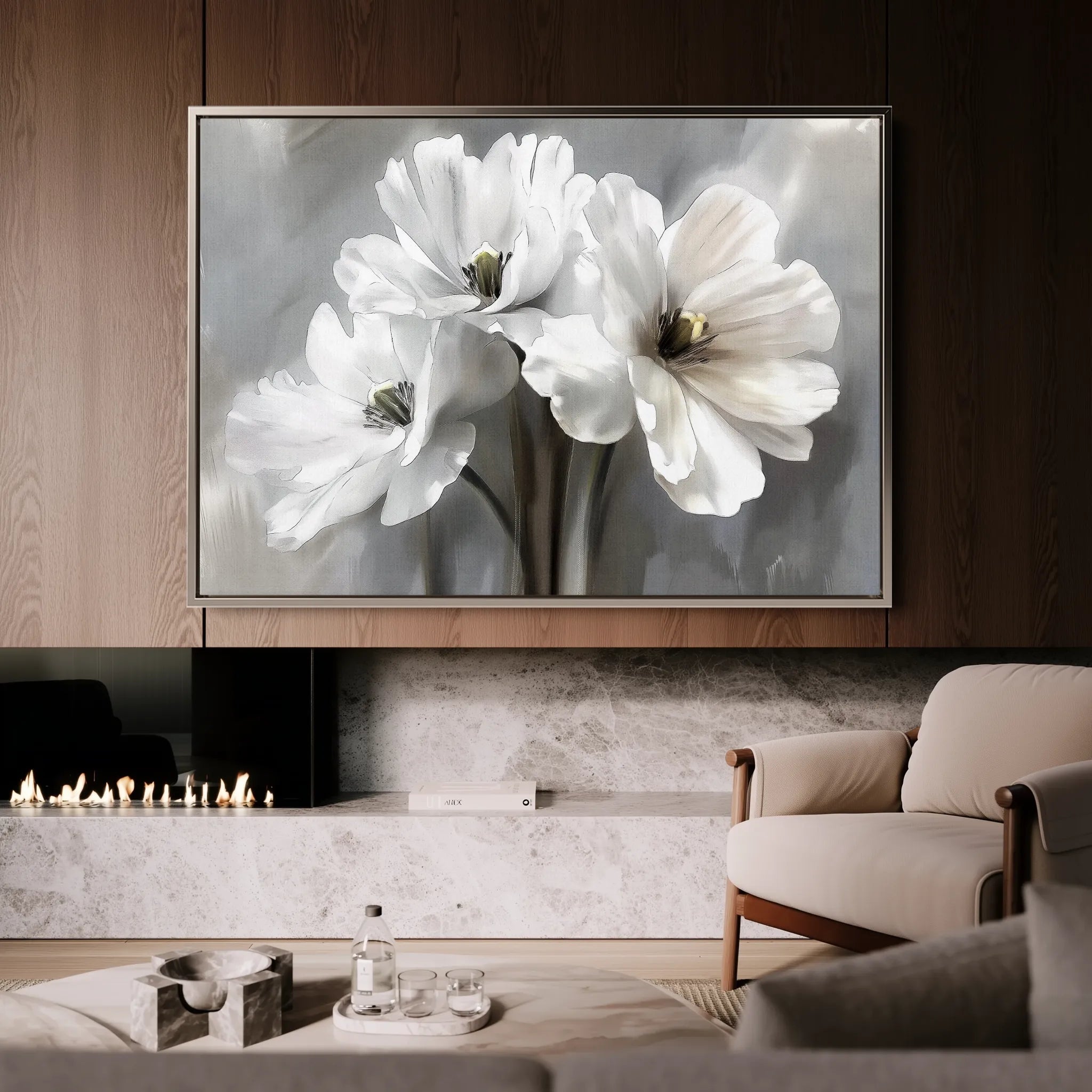 Floral 069 Canvas Art 18" x 24" / 45 x 60 cm / Black