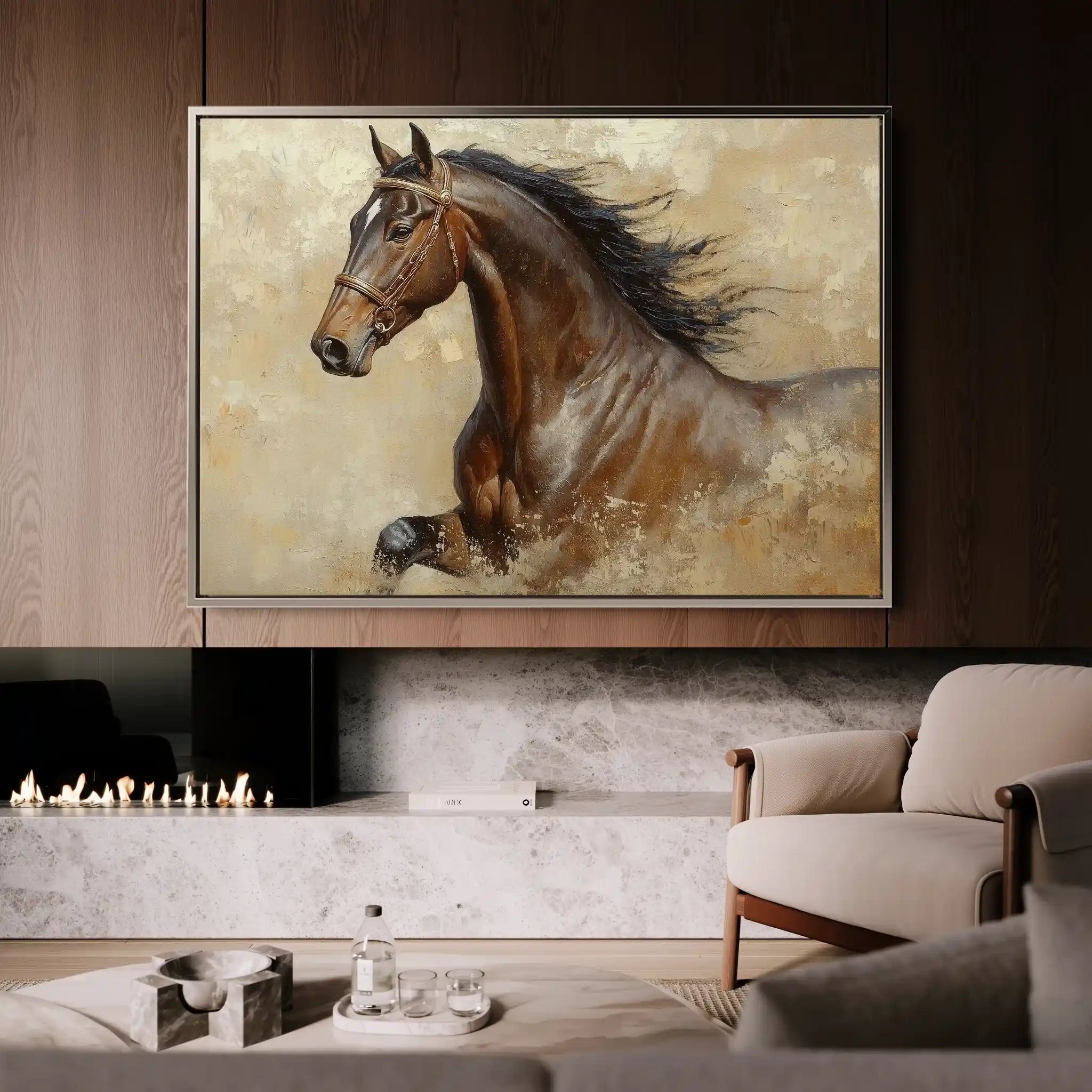 Horses 069 Canvas Art 60 x 40 cm / Black