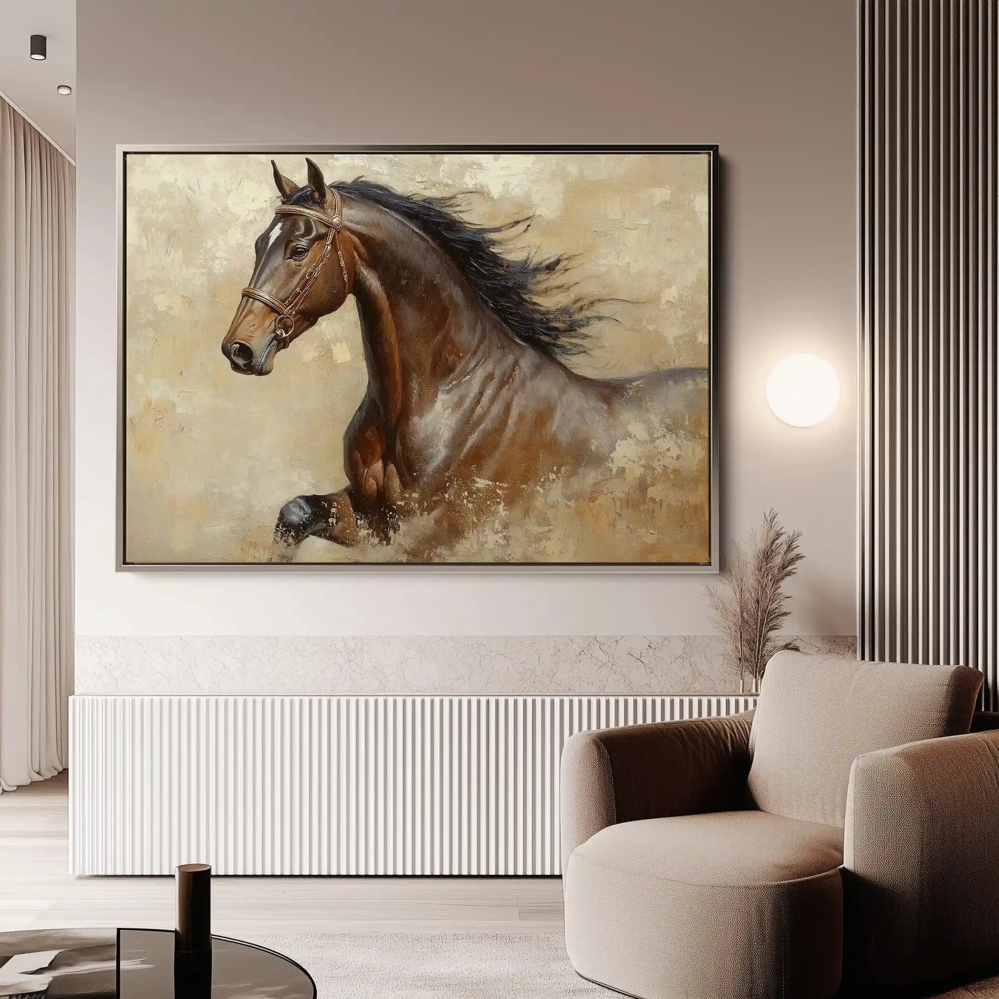 Horses 069 Canvas Art 60 x 40 cm / Black