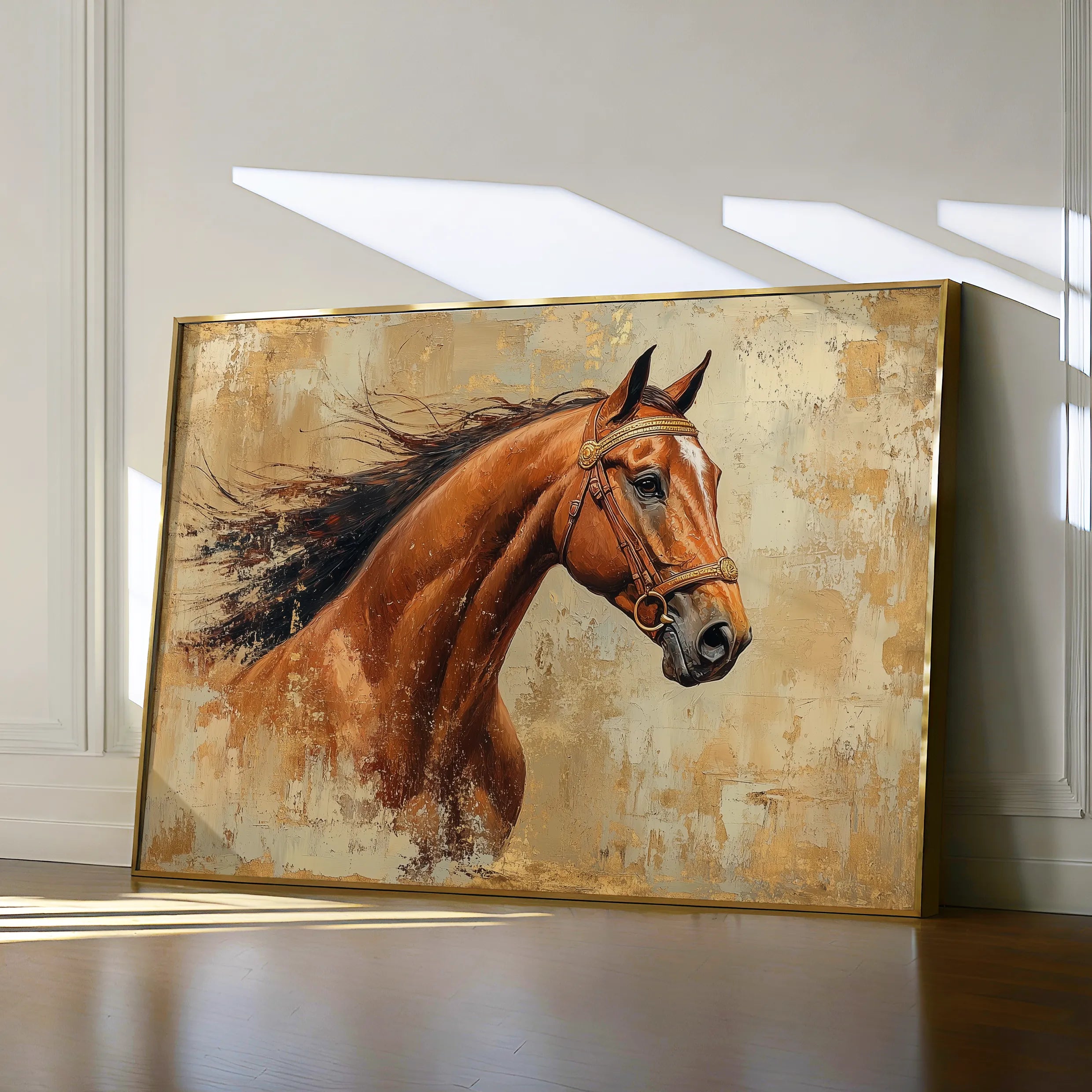 Horses 070 Canvas Art 18" x 24" / 45 x 60 cm / Black
