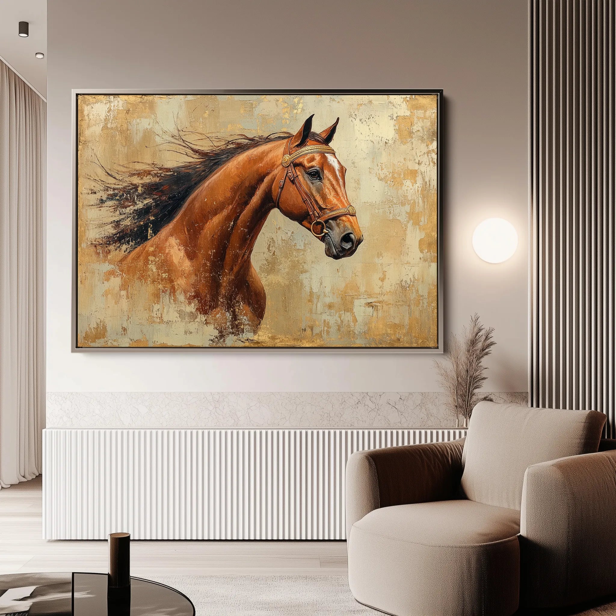 Horses 070 Canvas Art 18" x 24" / 45 x 60 cm / Black
