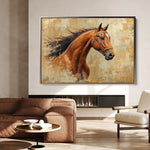 Horses 070 Canvas Art 18" x 24" / 45 x 60 cm / Black