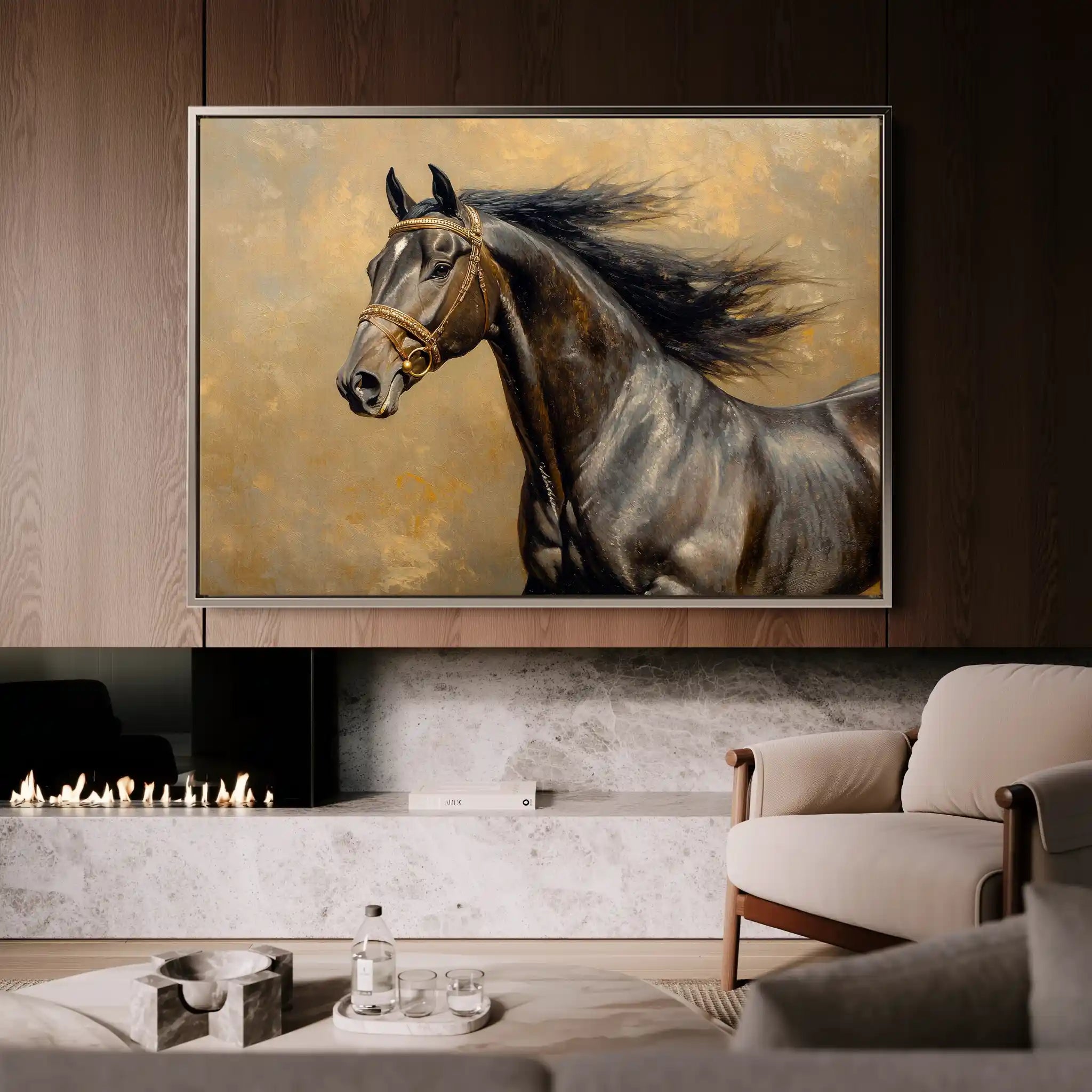 Horses 071 Canvas Art 60 x 40 cm / Black