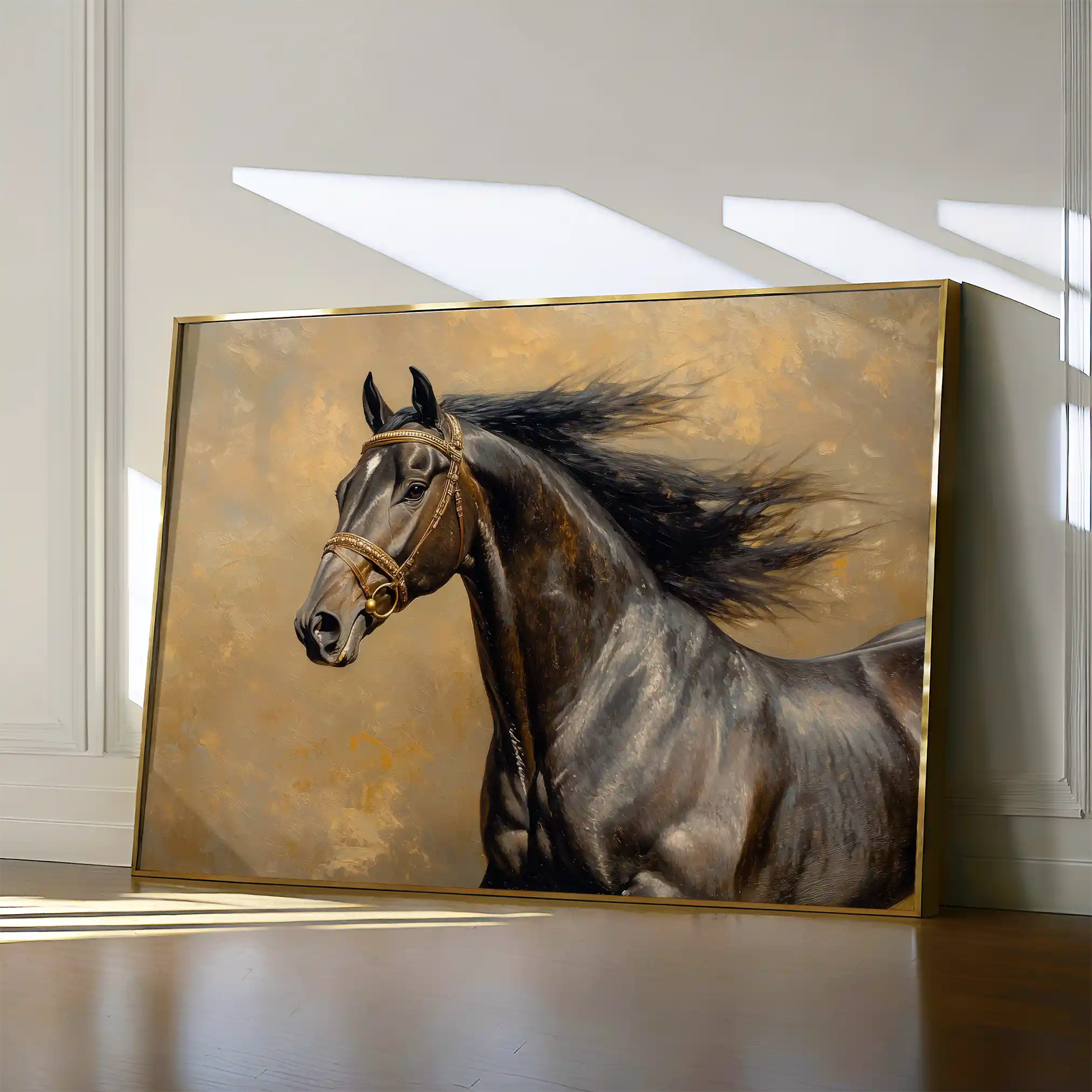 Horses 071 Canvas Art 60 x 40 cm / Black