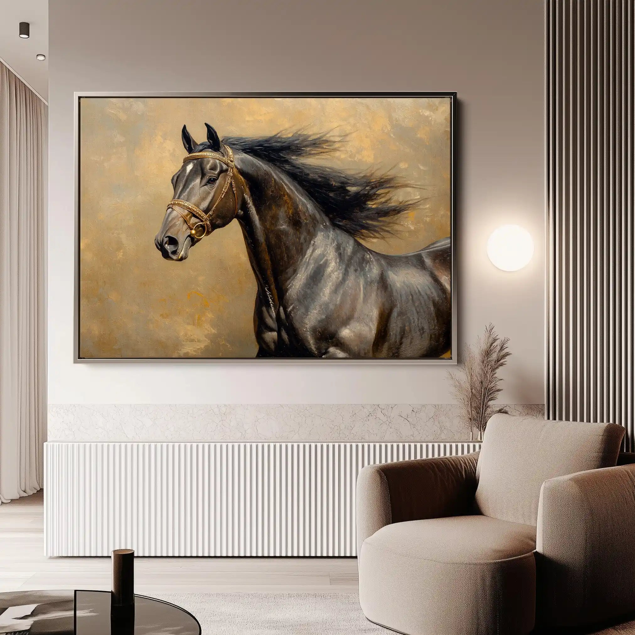 Horses 071 Canvas Art 60 x 40 cm / Black