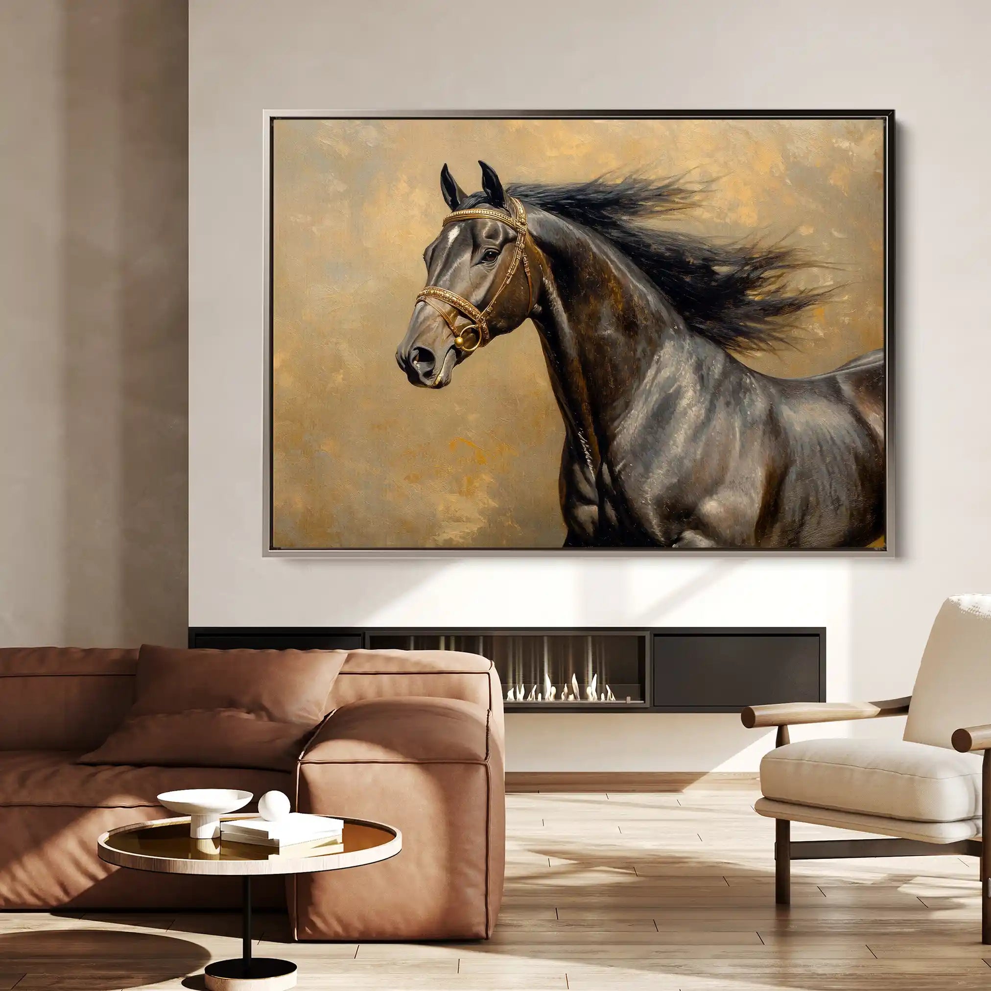 Horses 071 Canvas Art 60 x 40 cm / Black