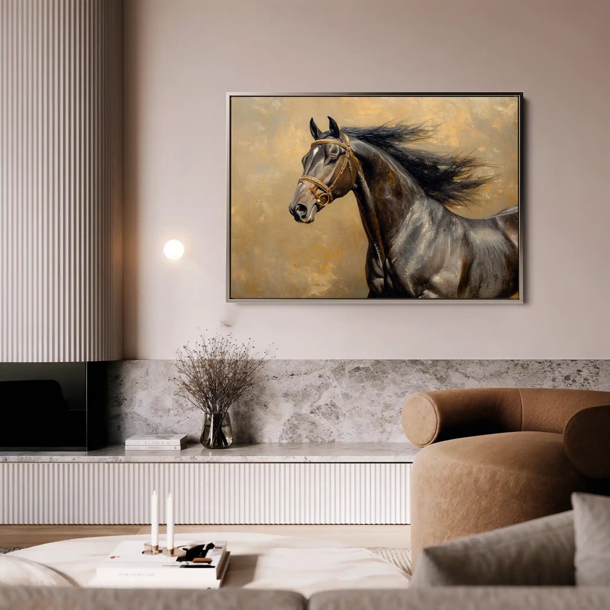 Horses 071 Canvas Art 60 x 40 cm / Black