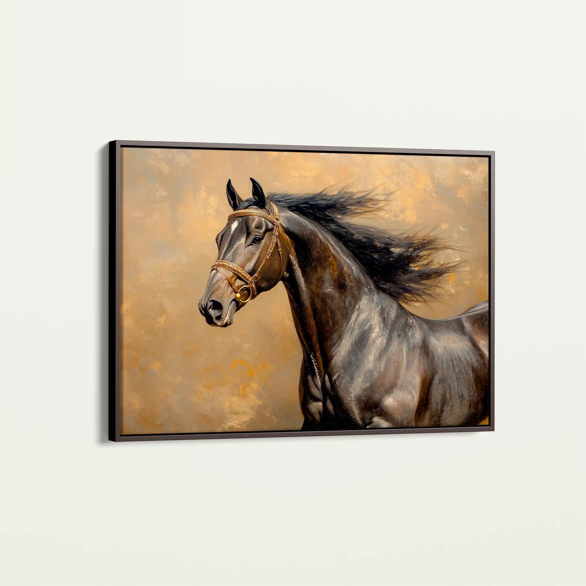 Horses 071 Canvas Art 60 x 40 cm / Black
