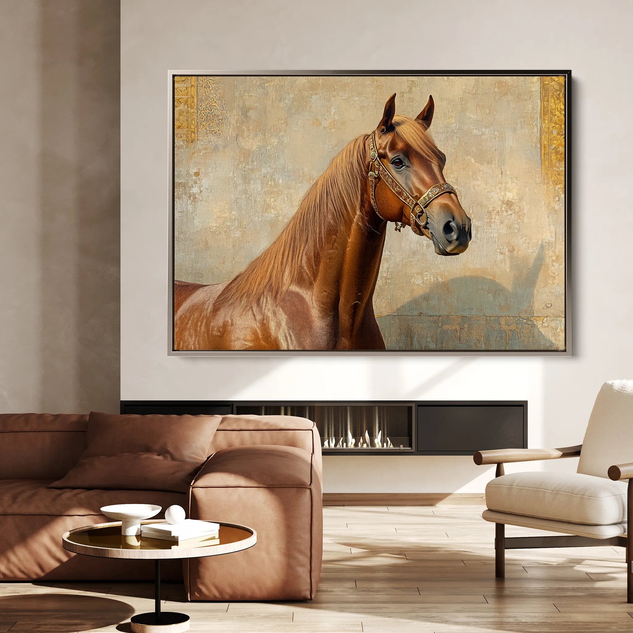 Horses 072 Canvas Art 18" x 24" / 45 x 60 cm / Black